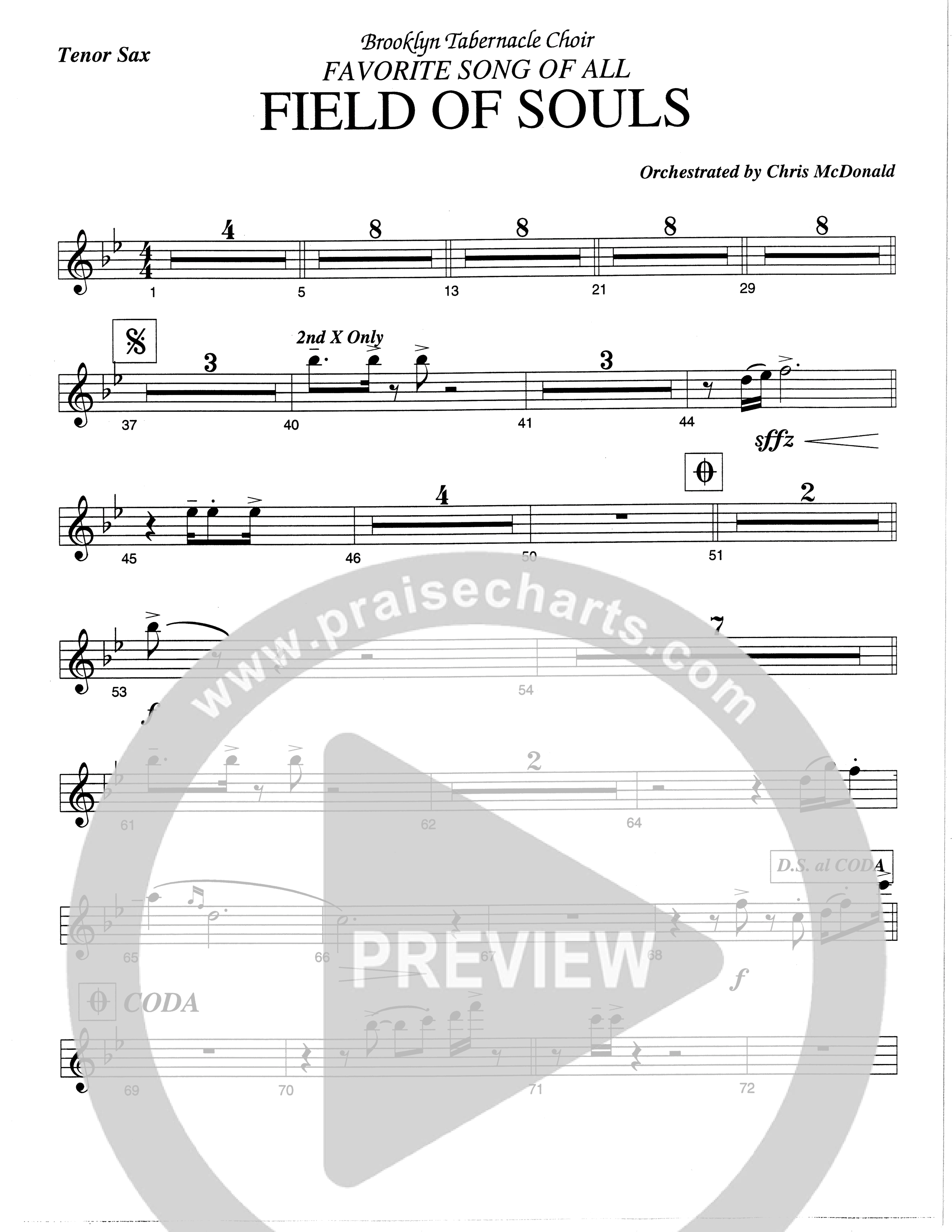 Field Of Souls (Choral Anthem SATB) Tenor Sax/Baritone T.C. (The Brooklyn Tabernacle Choir / Arr. Carol Cymbala / Orch. Christ McDonald)