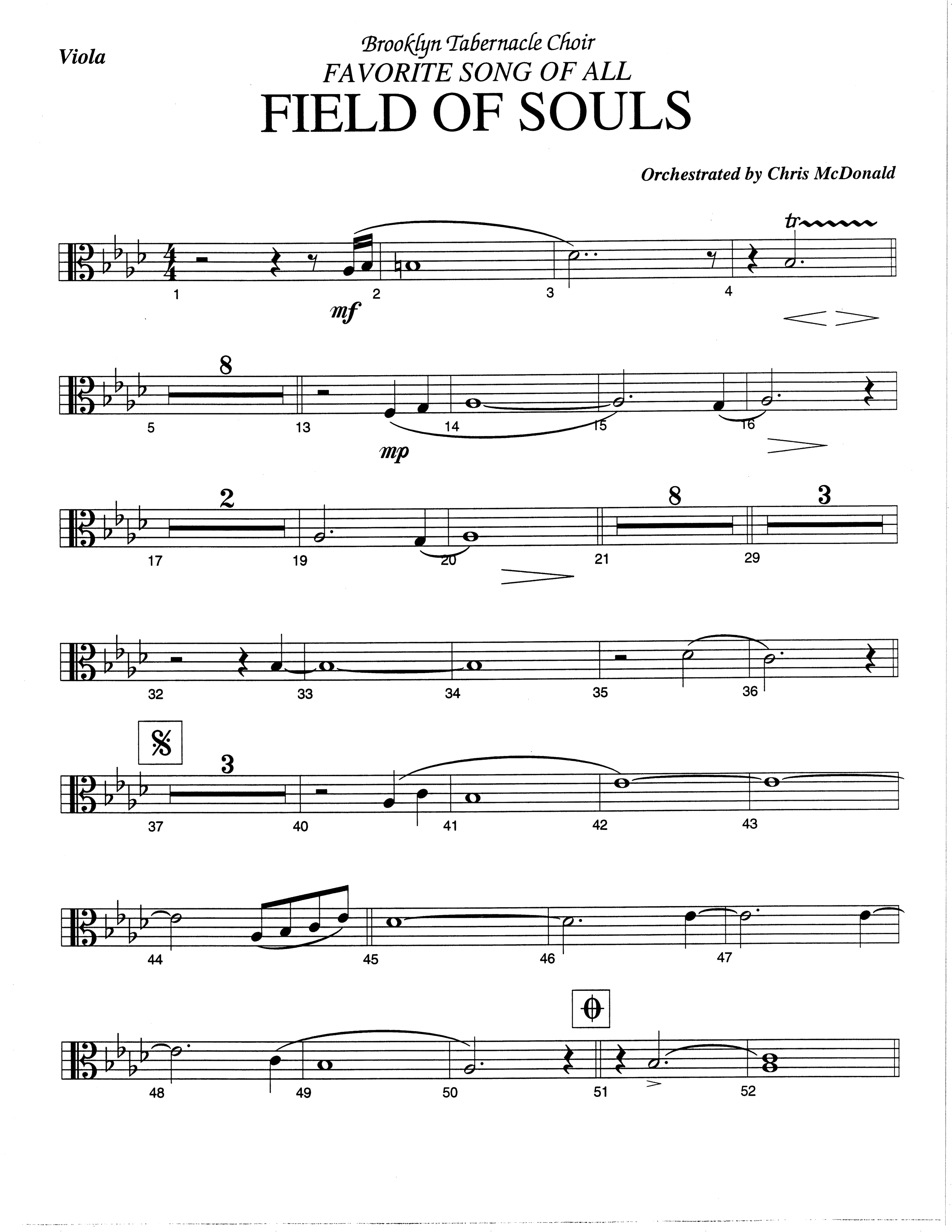 Field Of Souls (Choral Anthem SATB) Viola (The Brooklyn Tabernacle Choir / Arr. Carol Cymbala / Orch. Christ McDonald)