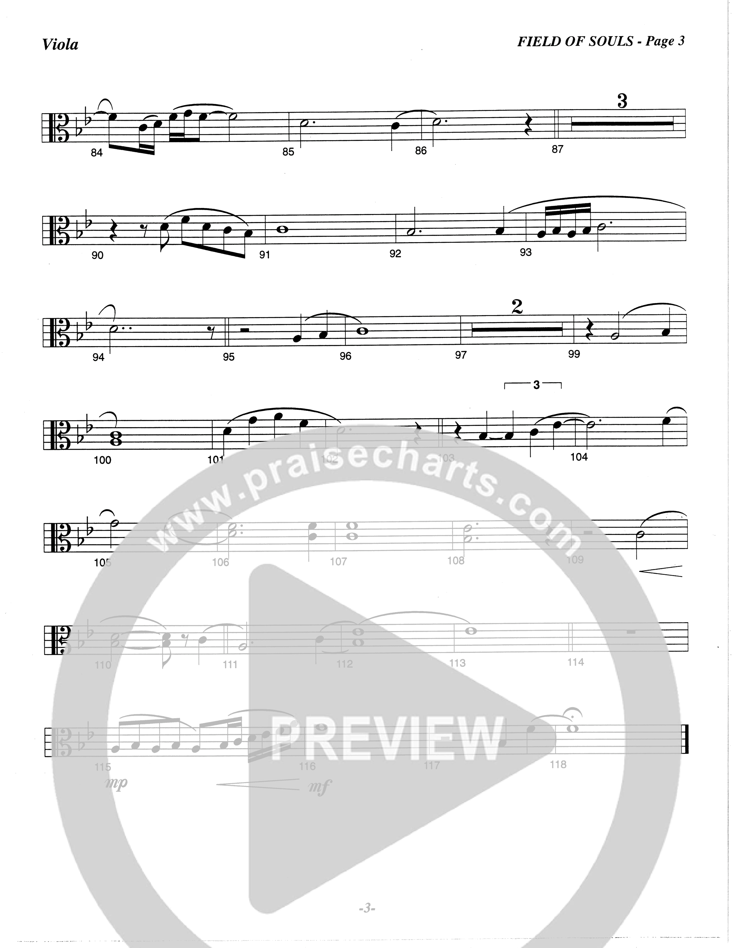 Field Of Souls (Choral Anthem SATB) Viola (The Brooklyn Tabernacle Choir / Arr. Carol Cymbala / Orch. Christ McDonald)