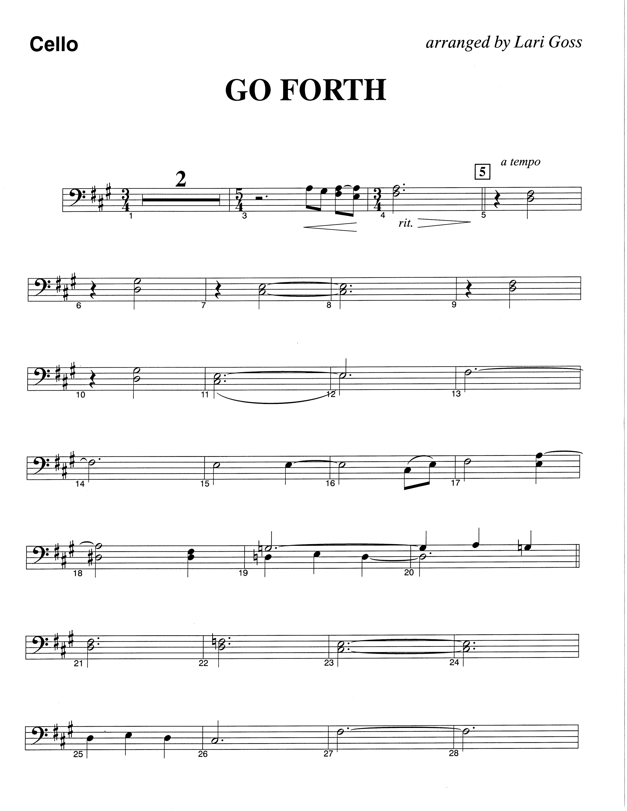 Go Forth (Choral Anthem SATB) Cello (The Brooklyn Tabernacle Choir / Arr. Carol Cymbala / Orch. Lari Goss)