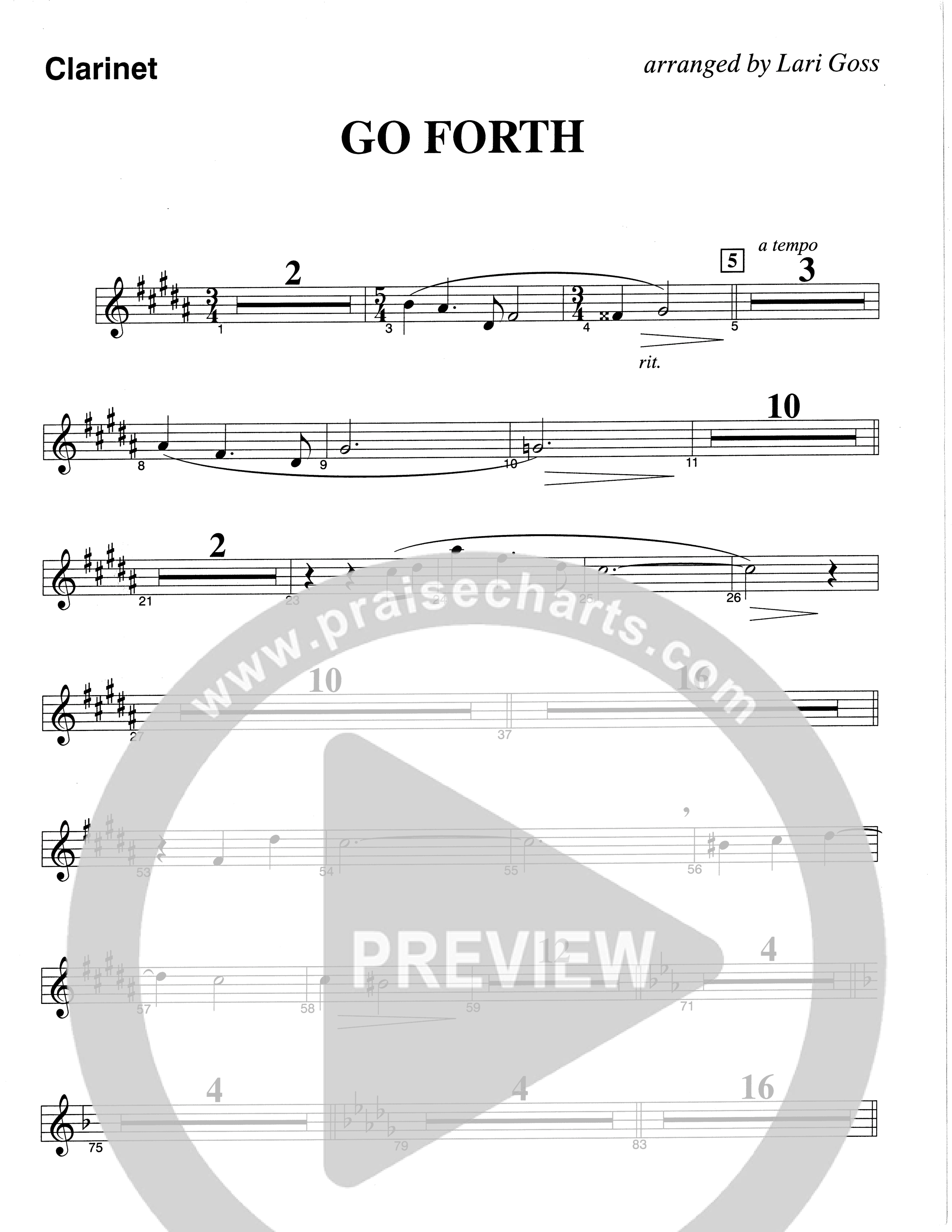 Go Forth (Choral Anthem SATB) Clarinet (The Brooklyn Tabernacle Choir / Arr. Carol Cymbala / Orch. Lari Goss)