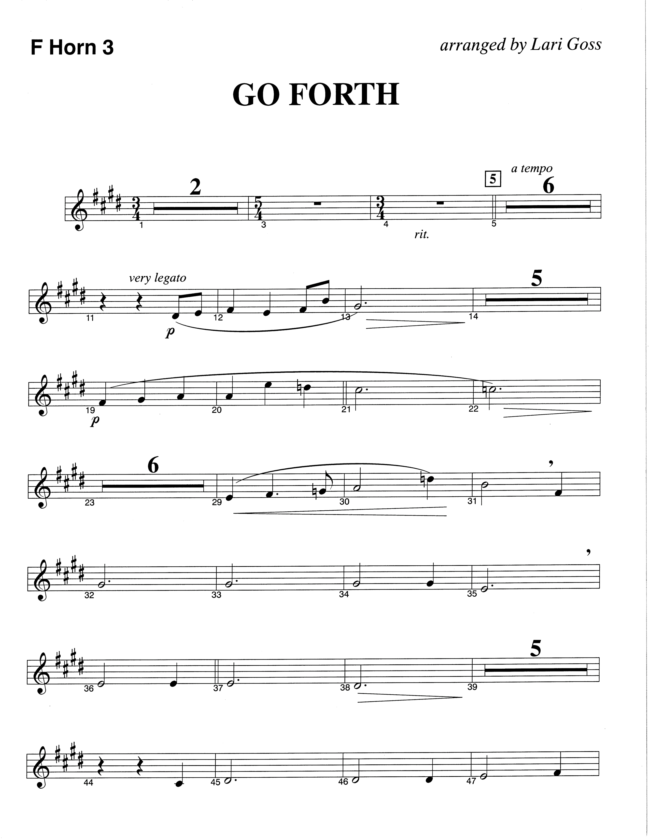 Go Forth (Choral Anthem SATB) French Horn 3 (The Brooklyn Tabernacle Choir / Arr. Carol Cymbala / Orch. Lari Goss)