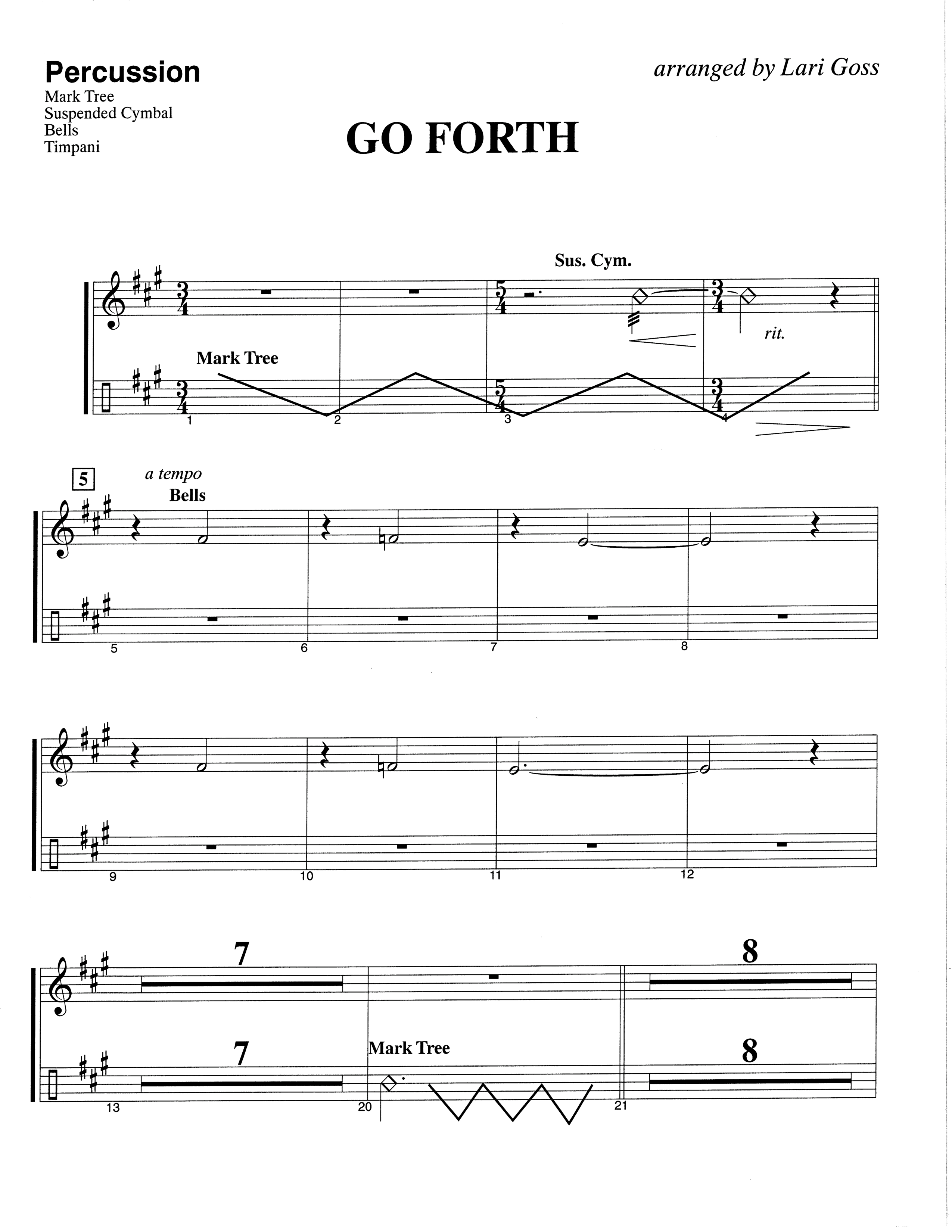Go Forth (Choral Anthem SATB) Percussion (The Brooklyn Tabernacle Choir / Arr. Carol Cymbala / Orch. Lari Goss)