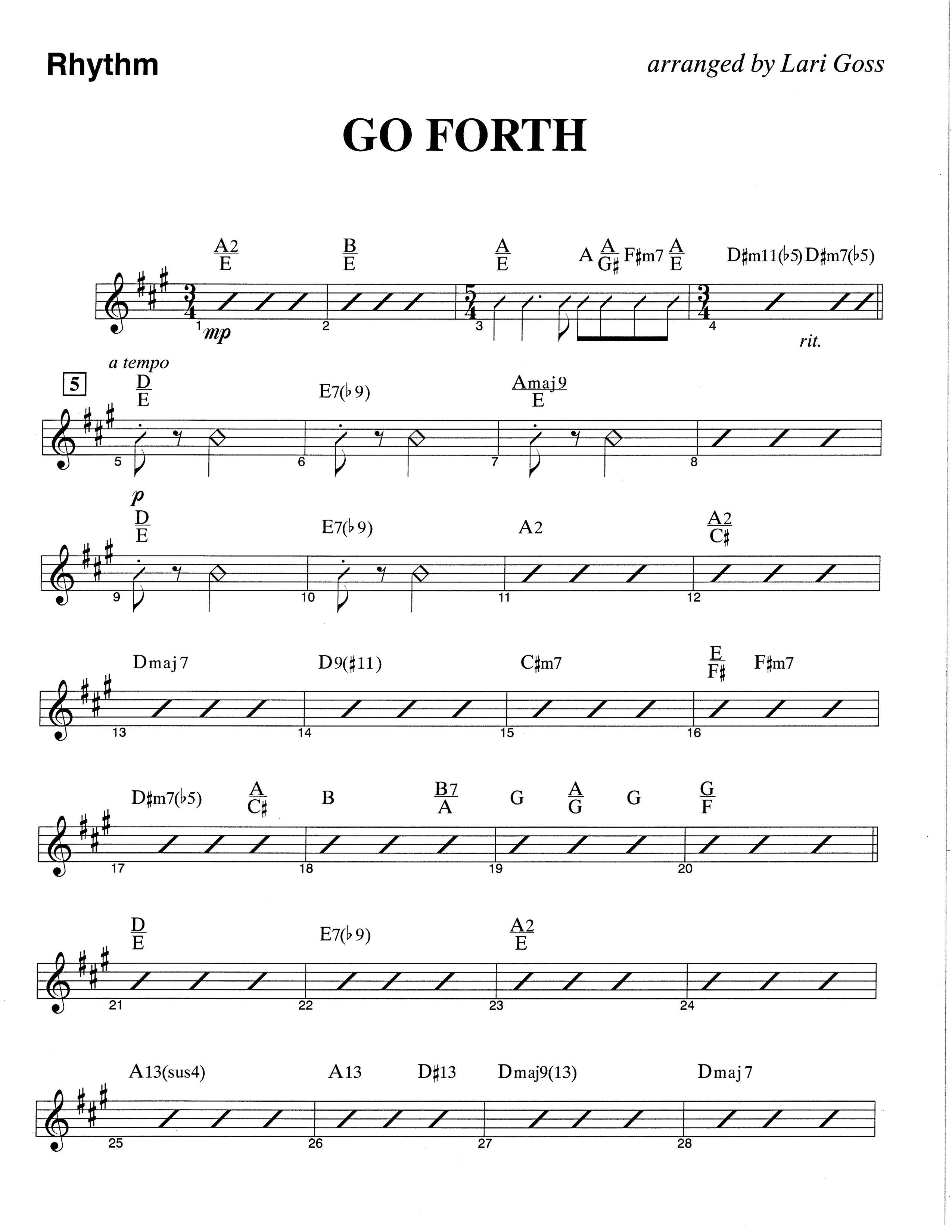 Go Forth (Choral Anthem SATB) Rhythm Chart (The Brooklyn Tabernacle Choir / Arr. Carol Cymbala / Orch. Lari Goss)