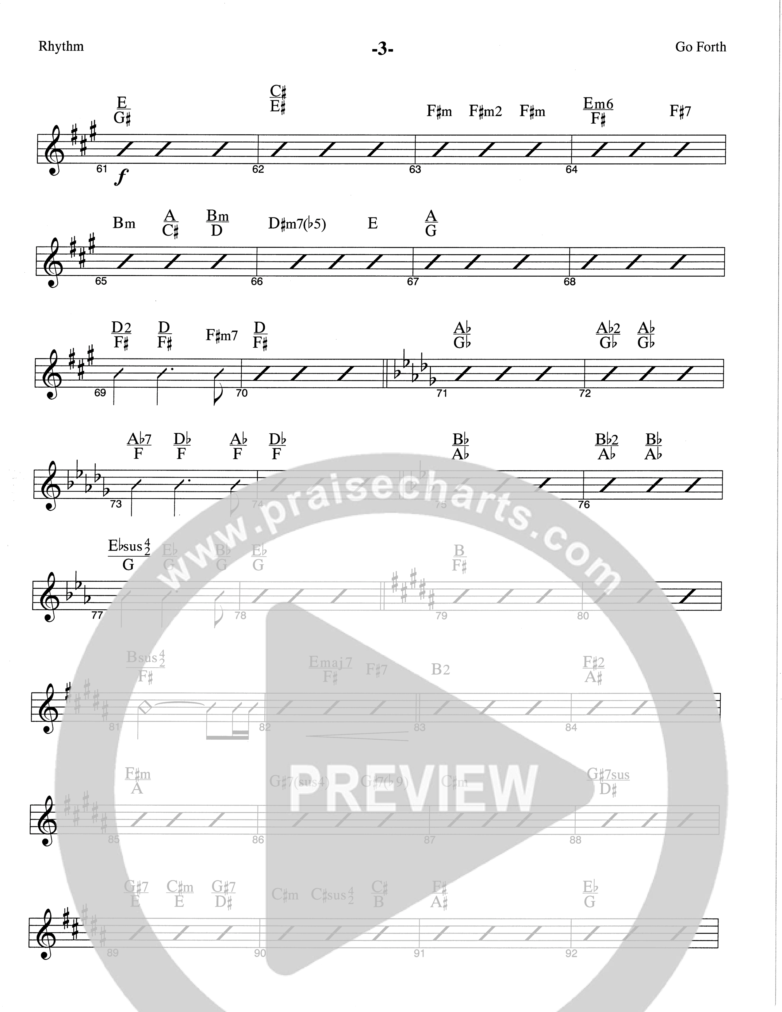 Go Forth (Choral Anthem SATB) Rhythm Chart (The Brooklyn Tabernacle Choir / Arr. Carol Cymbala / Orch. Lari Goss)