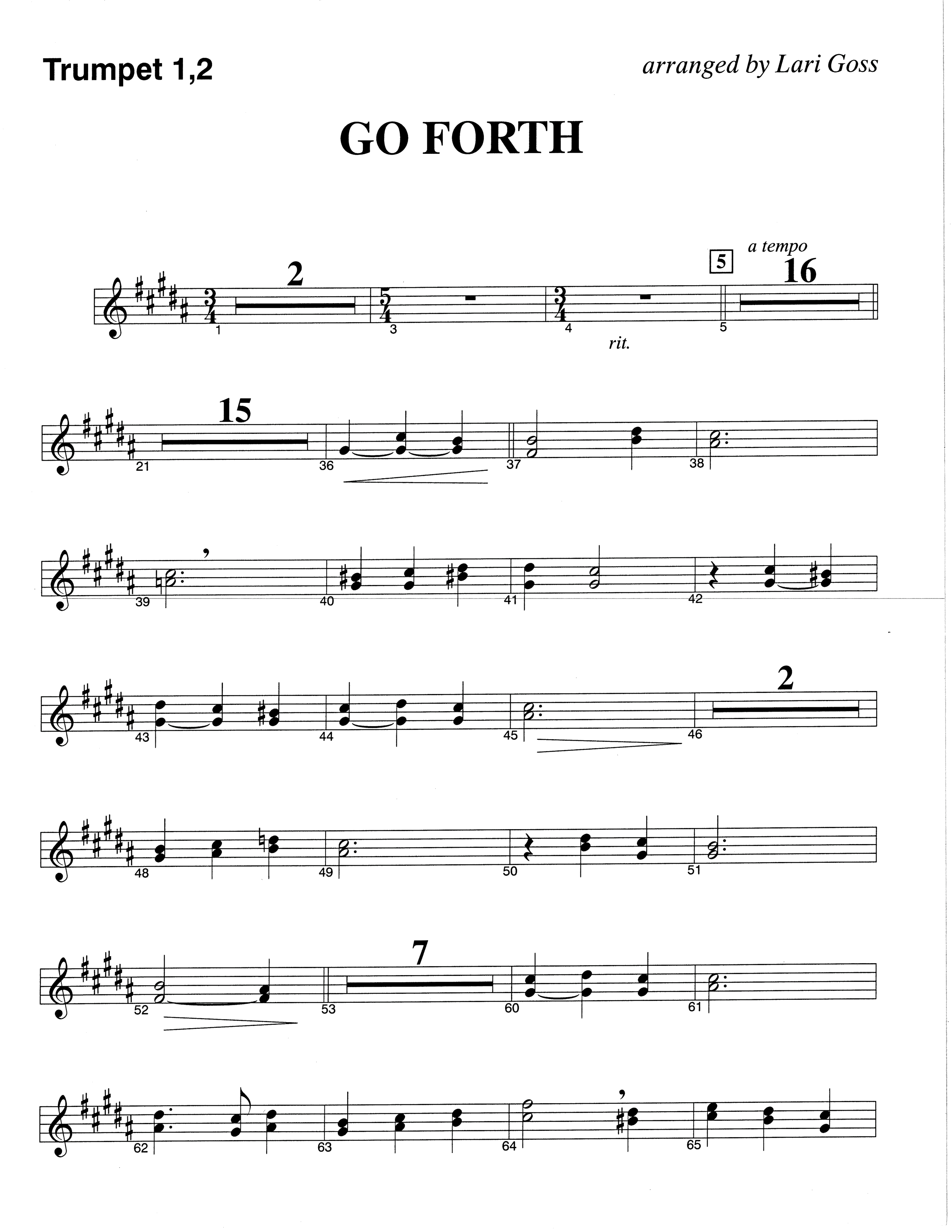 Go Forth (Choral Anthem SATB) Trumpet 1,2 (The Brooklyn Tabernacle Choir / Arr. Carol Cymbala / Orch. Lari Goss)