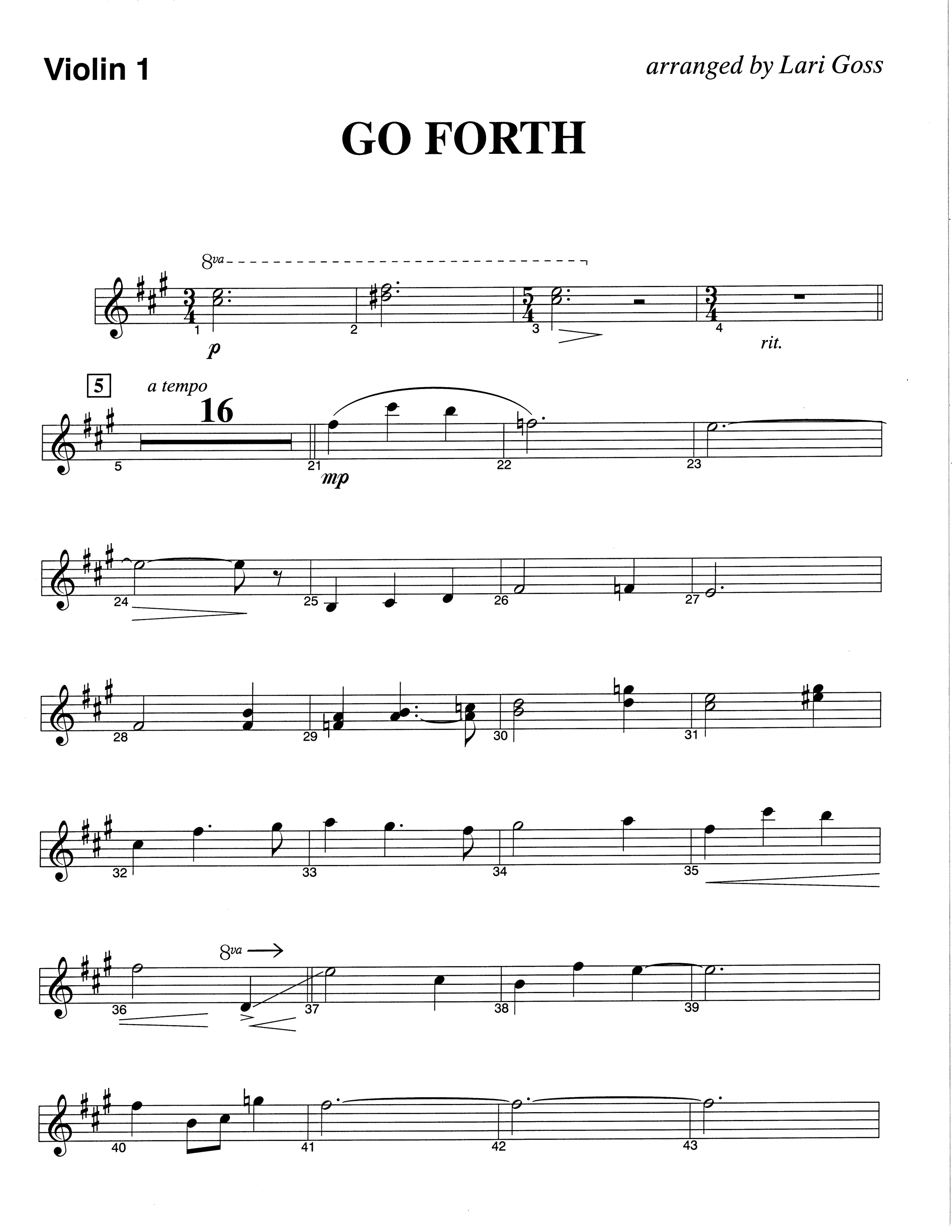Go Forth (Choral Anthem SATB) Violin 1 (The Brooklyn Tabernacle Choir / Arr. Carol Cymbala / Orch. Lari Goss)