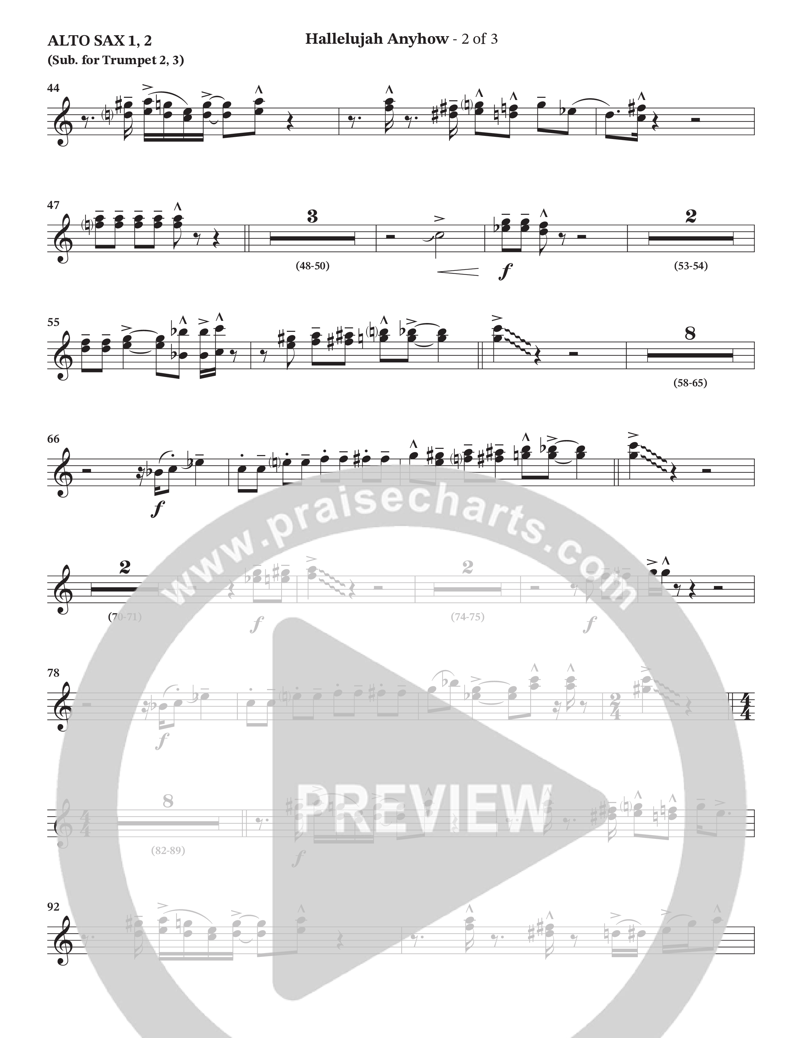 Hallelujah Anyhow (Choral Anthem SATB) Alto Sax 1/2 (The Brooklyn Tabernacle Choir / Arr. Carol Cymbala)