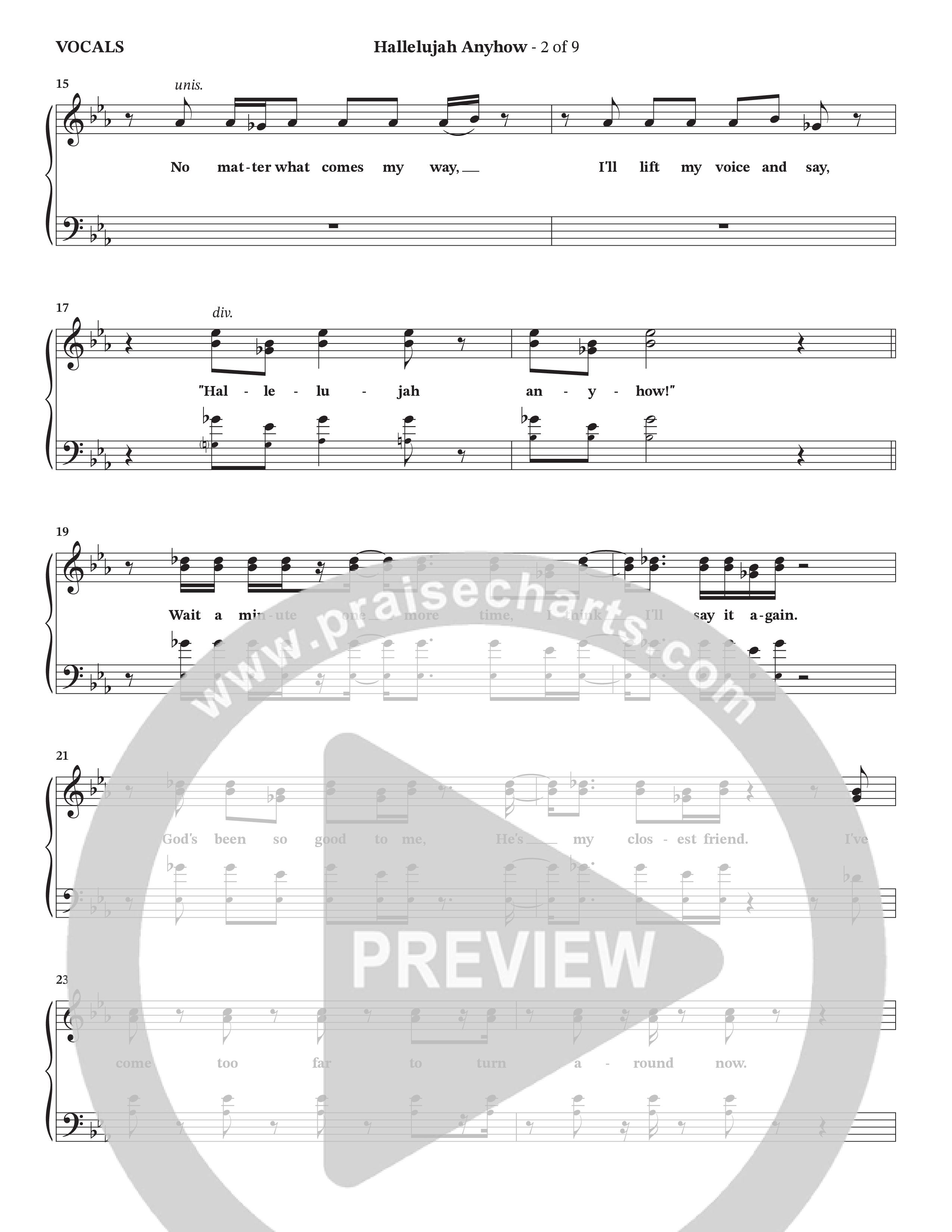 Hallelujah Anyhow (Choral Anthem SATB) Choir Sheet (SATB) (The Brooklyn Tabernacle Choir / Arr. Carol Cymbala)