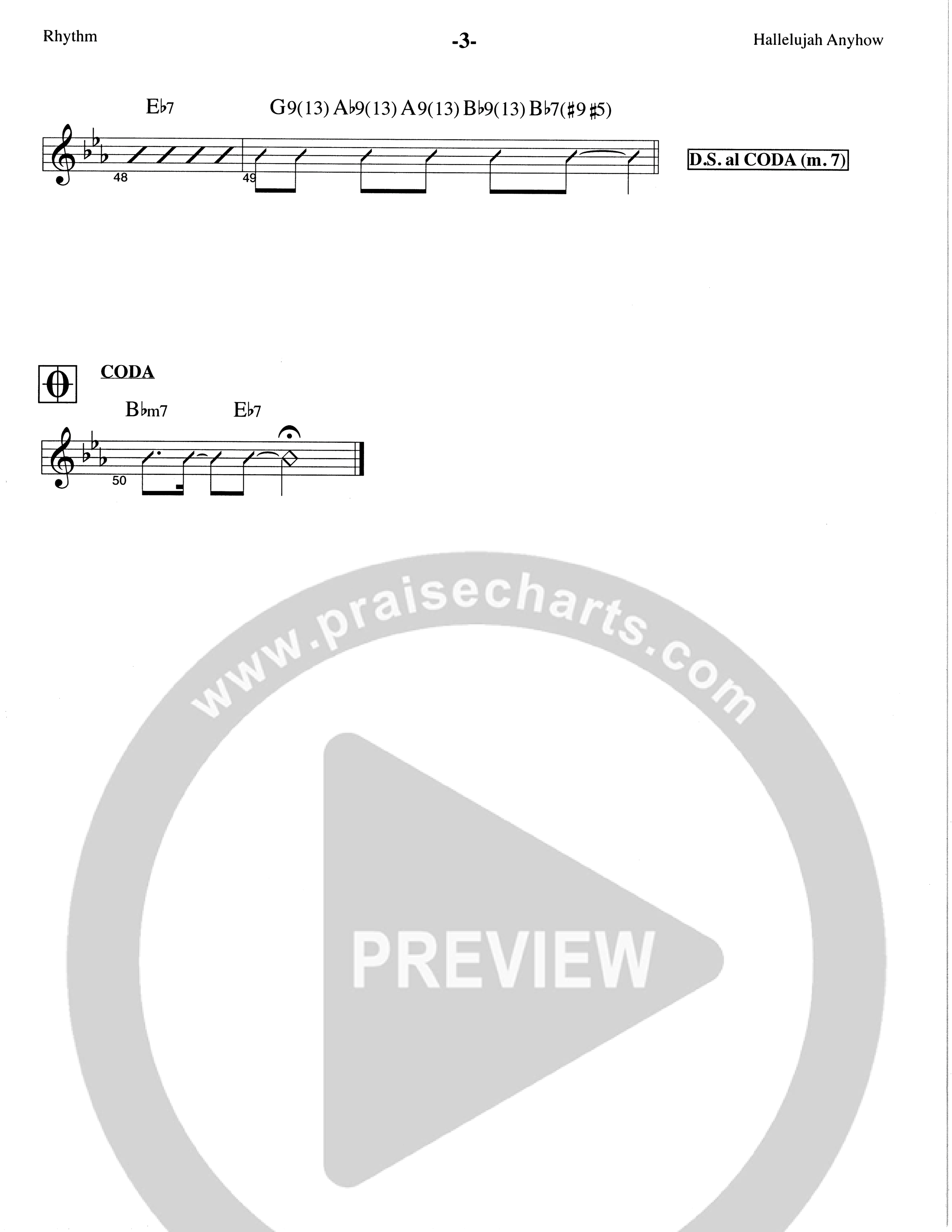 Hallelujah Anyhow (Choral Anthem SATB) Rhythm Chart (The Brooklyn Tabernacle Choir / Arr. Carol Cymbala)