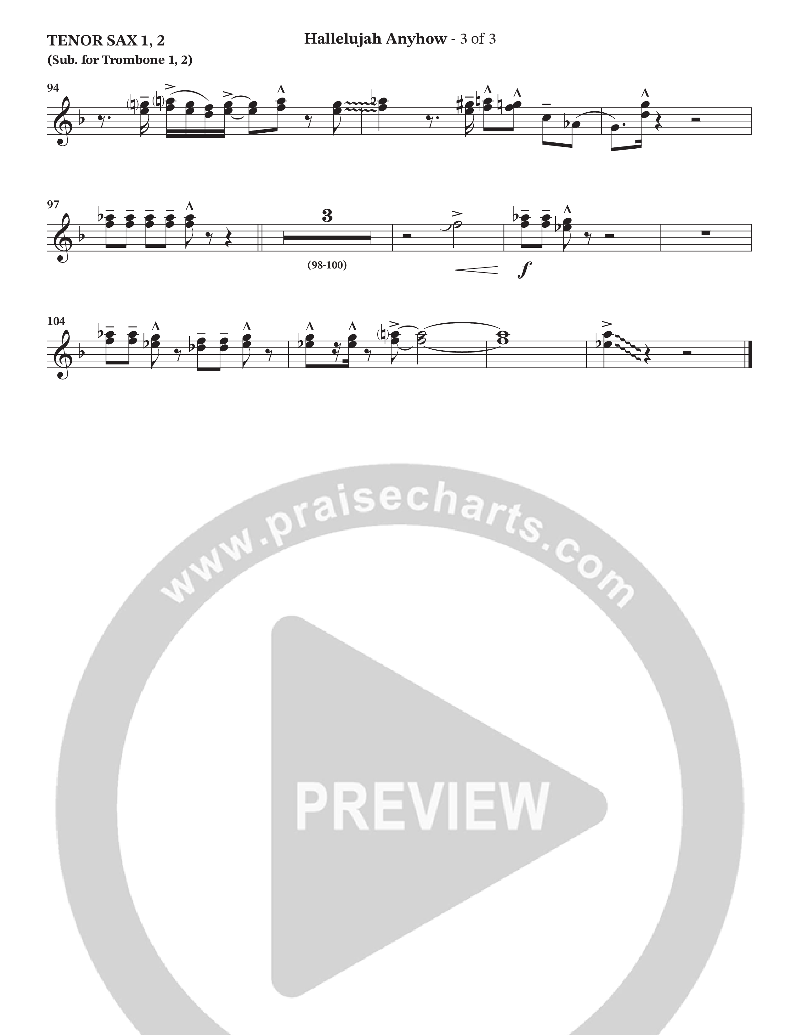 Hallelujah Anyhow (Choral Anthem SATB) Tenor Sax/Baritone T.C. (The Brooklyn Tabernacle Choir / Arr. Carol Cymbala)