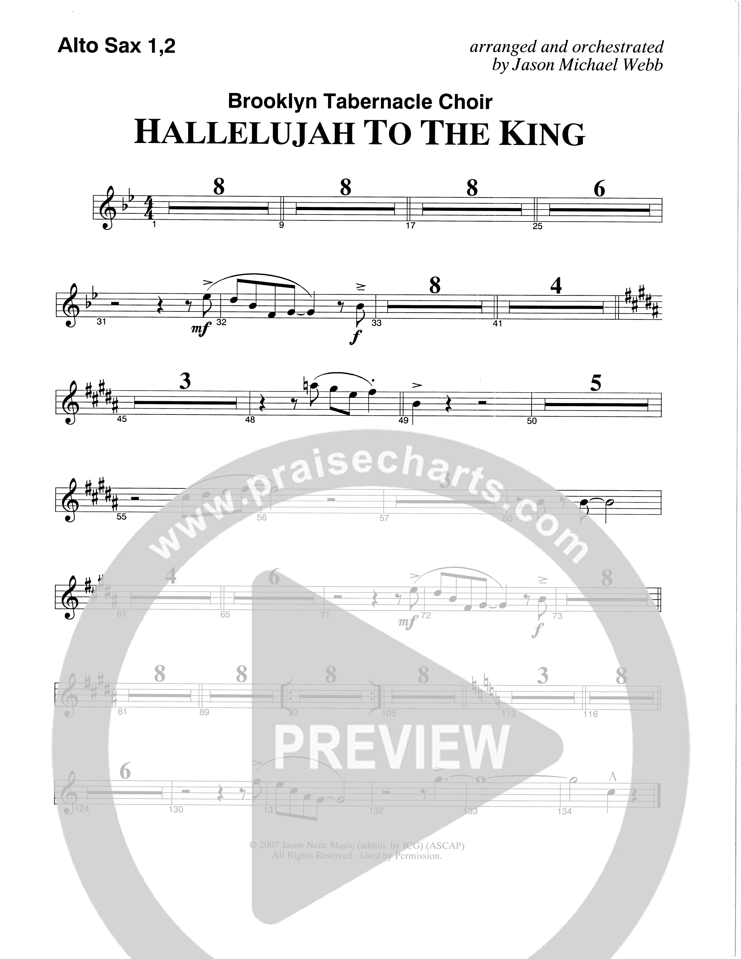 Hallelujah To The King (Choral Anthem SATB) Alto Sax 1/2 (The Brooklyn Tabernacle Choir / Arr. Carol Cymbala / Arr. Jason Webb)