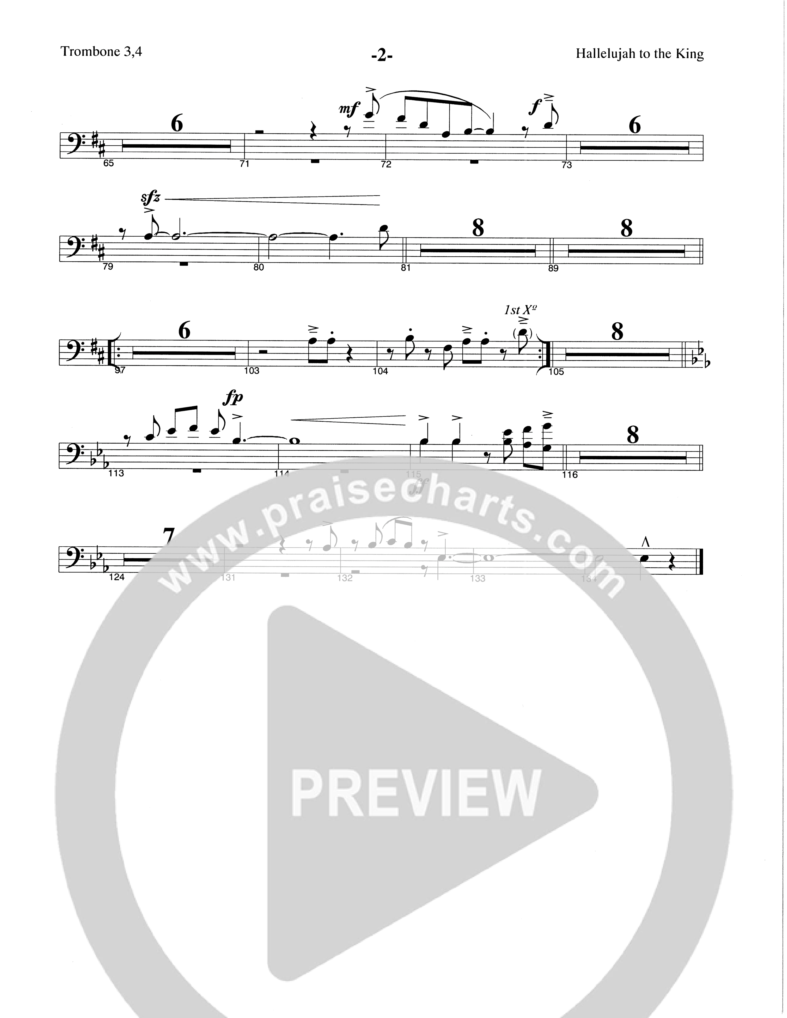 Hallelujah To The King (Choral Anthem SATB) Trombone 3/4 (The Brooklyn Tabernacle Choir / Arr. Carol Cymbala / Arr. Jason Webb)
