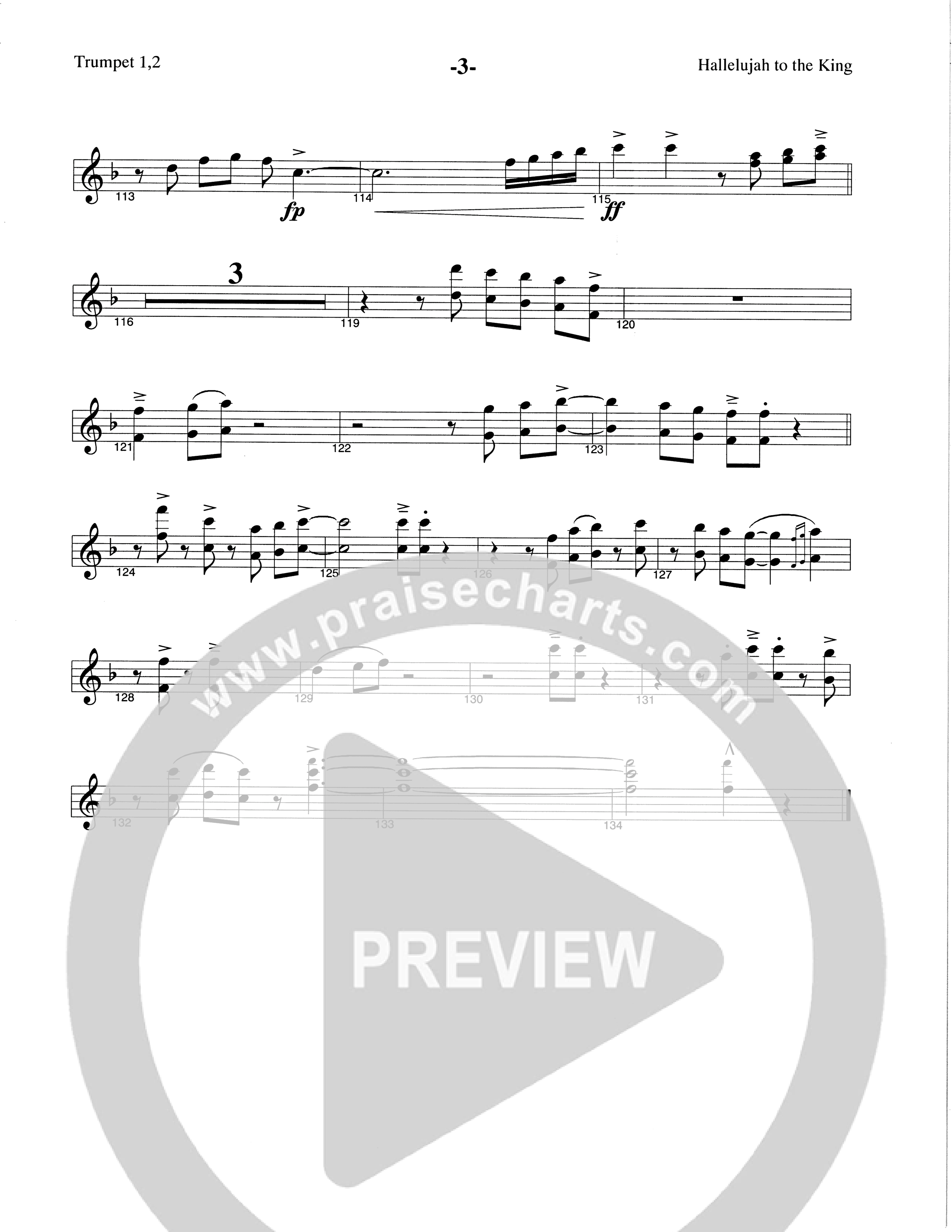 Hallelujah To The King (Choral Anthem SATB) Trumpet 1,2 (The Brooklyn Tabernacle Choir / Arr. Carol Cymbala / Arr. Jason Webb)