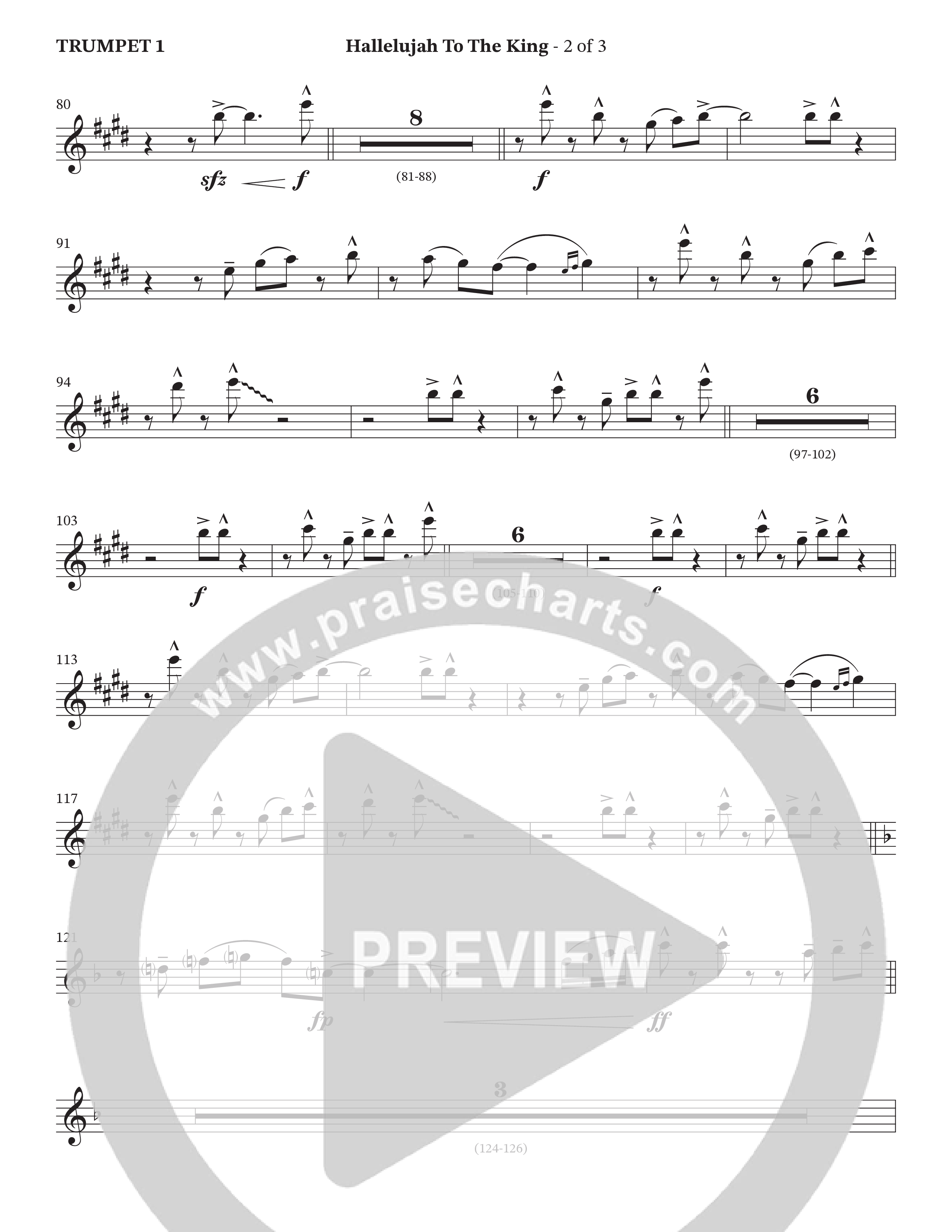 Hallelujah To The King (Choral Anthem SATB) Trumpet 1 (The Brooklyn Tabernacle Choir / Arr. Carol Cymbala / Arr. Jason Webb)