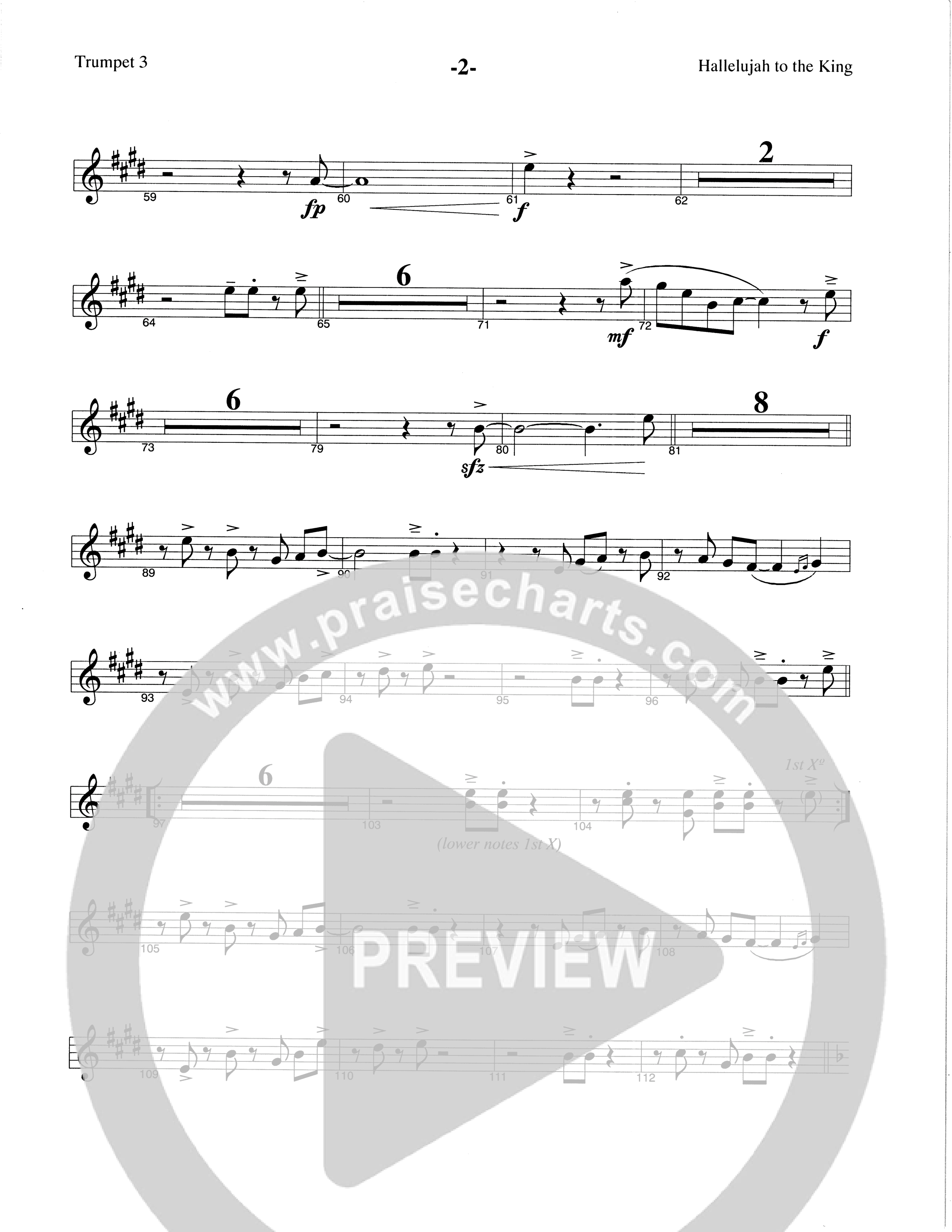 Hallelujah To The King (Choral Anthem SATB) Trumpet 3 (The Brooklyn Tabernacle Choir / Arr. Carol Cymbala / Arr. Jason Webb)