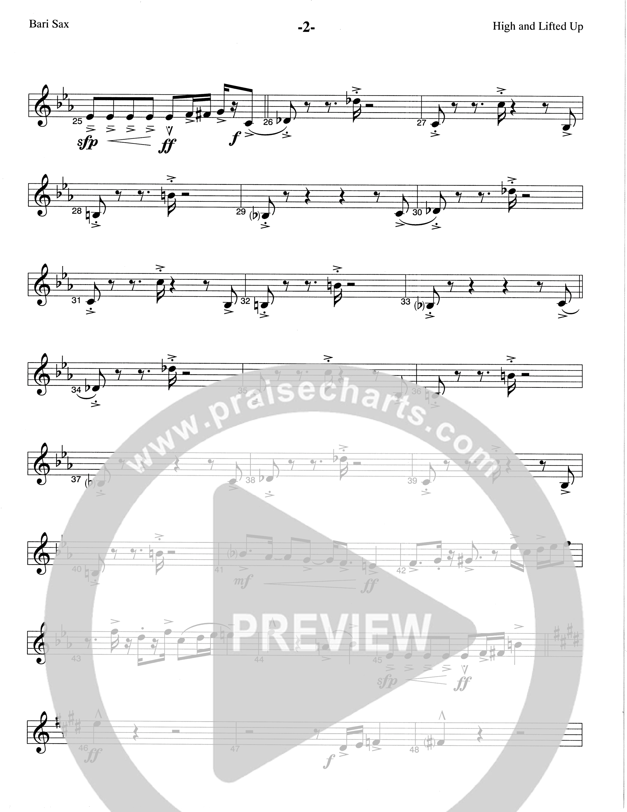 High And Lifted Up (Choral Anthem SATB) Bari Sax (The Brooklyn Tabernacle Choir / Arr. Carol Cymbala)