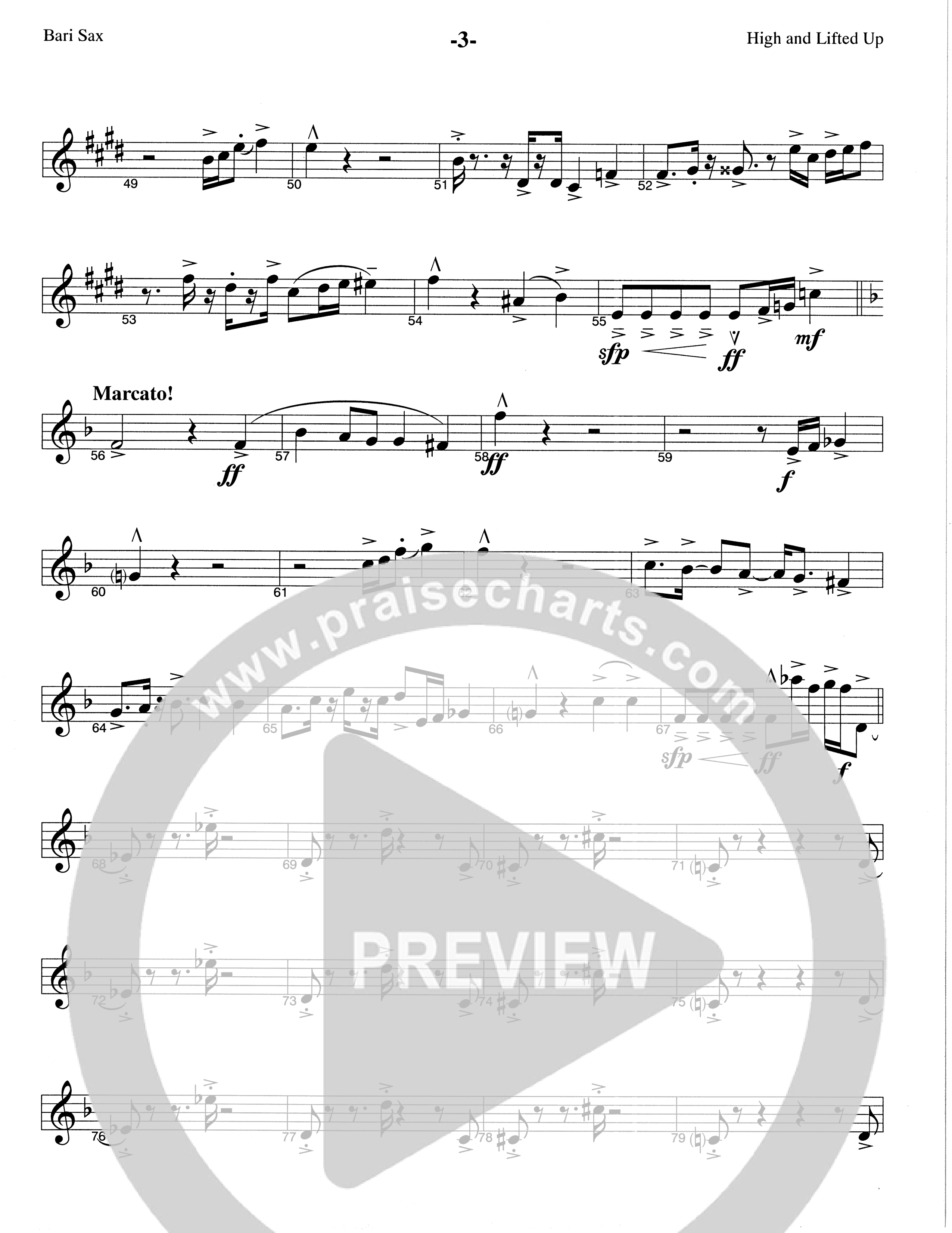 High And Lifted Up (Choral Anthem SATB) Bari Sax (The Brooklyn Tabernacle Choir / Arr. Carol Cymbala)
