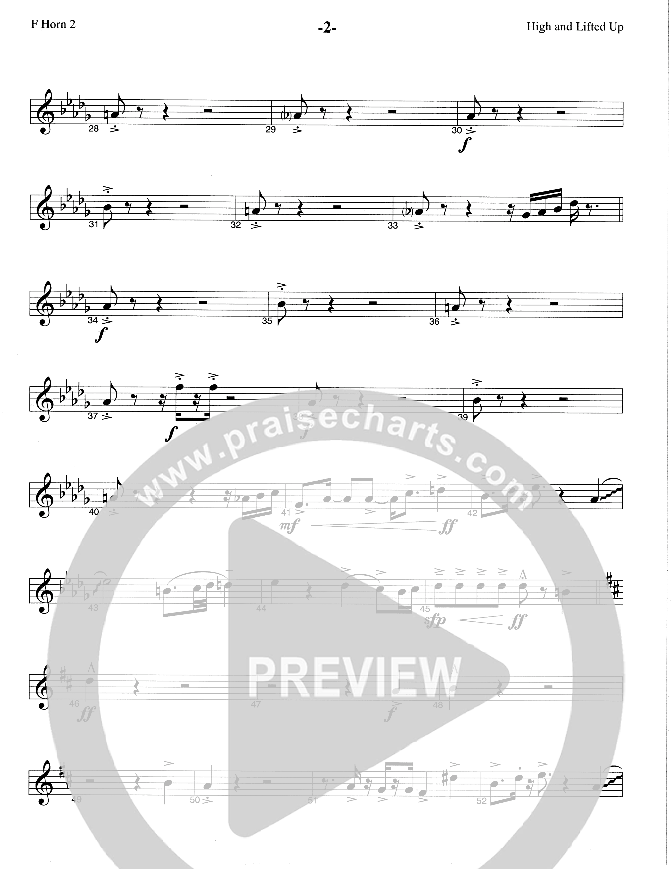High And Lifted Up (Choral Anthem SATB) French Horn 2 (The Brooklyn Tabernacle Choir / Arr. Carol Cymbala)
