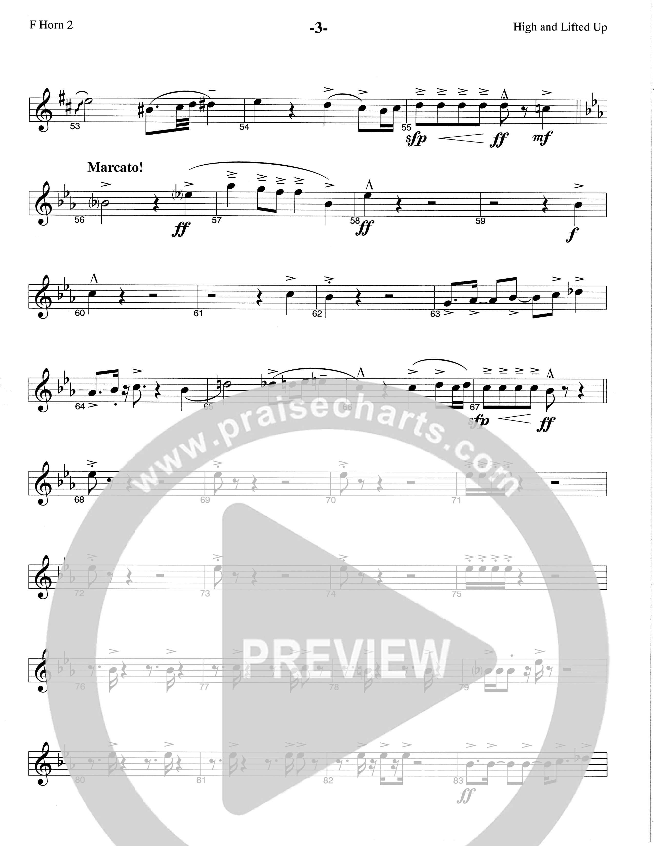 High And Lifted Up (Choral Anthem SATB) French Horn 2 (The Brooklyn Tabernacle Choir / Arr. Carol Cymbala)