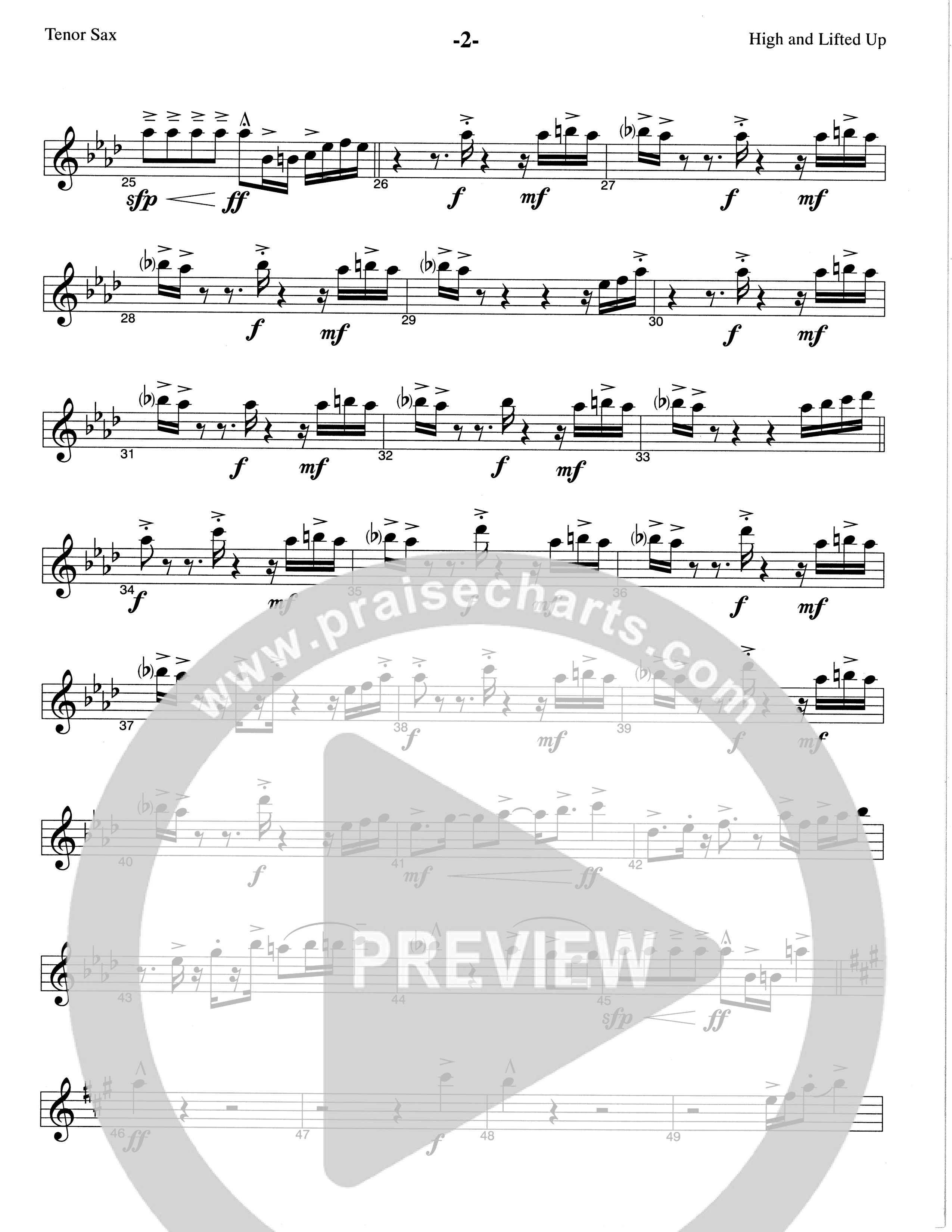 High And Lifted Up (Choral Anthem SATB) Tenor Sax/Baritone T.C. (The Brooklyn Tabernacle Choir / Arr. Carol Cymbala)
