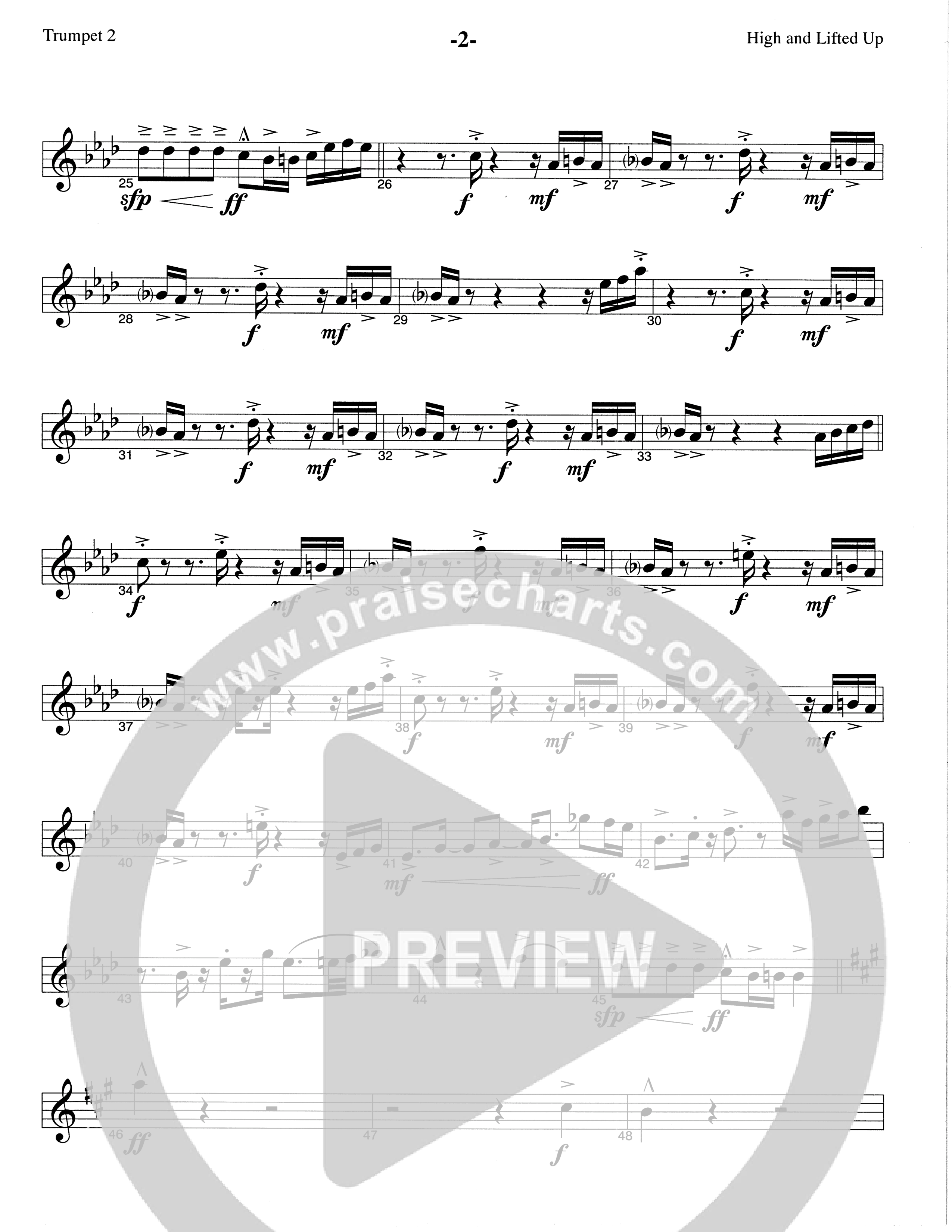 High And Lifted Up (Choral Anthem SATB) Trumpet 2 (The Brooklyn Tabernacle Choir / Arr. Carol Cymbala)