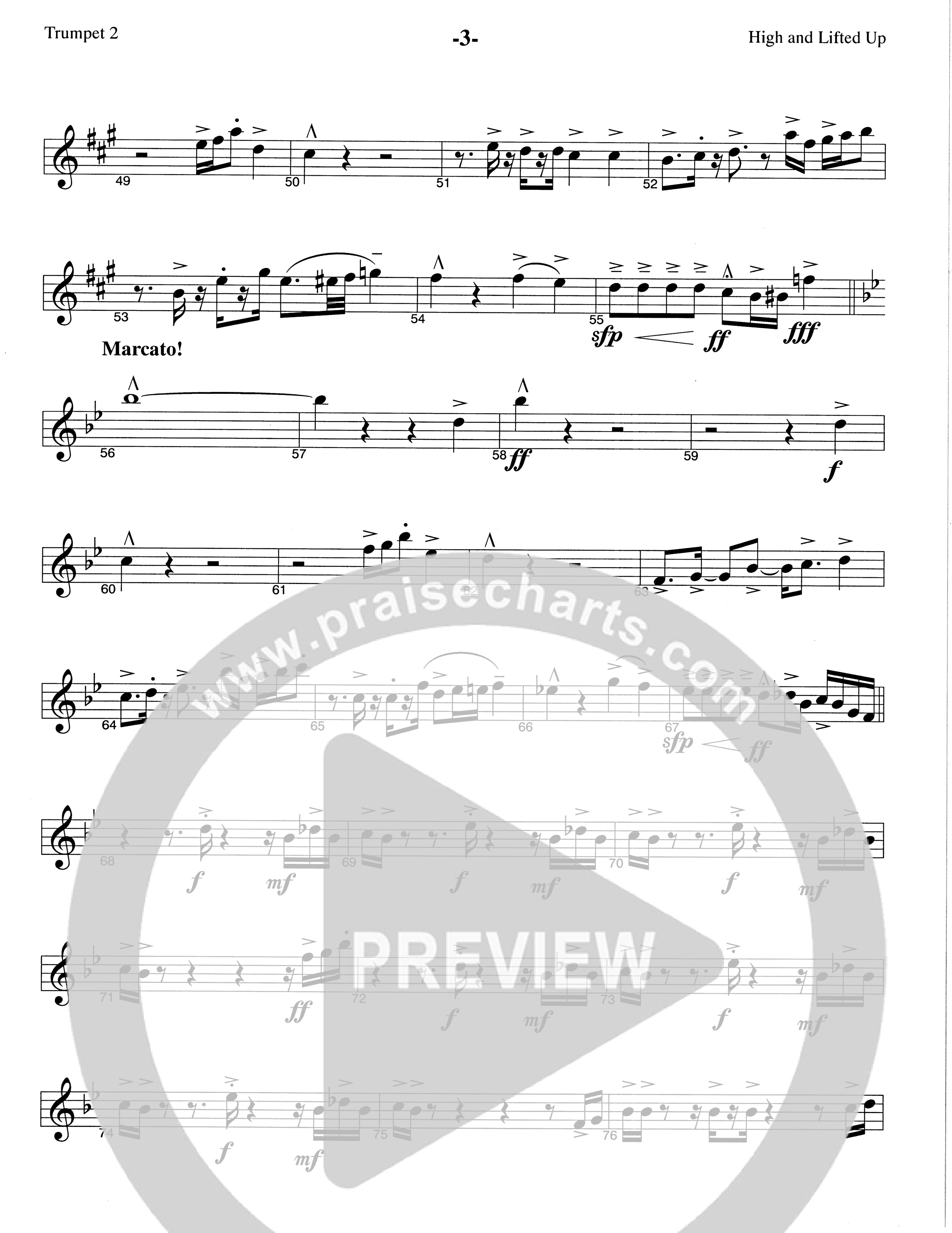 High And Lifted Up (Choral Anthem SATB) Trumpet 2 (The Brooklyn Tabernacle Choir / Arr. Carol Cymbala)