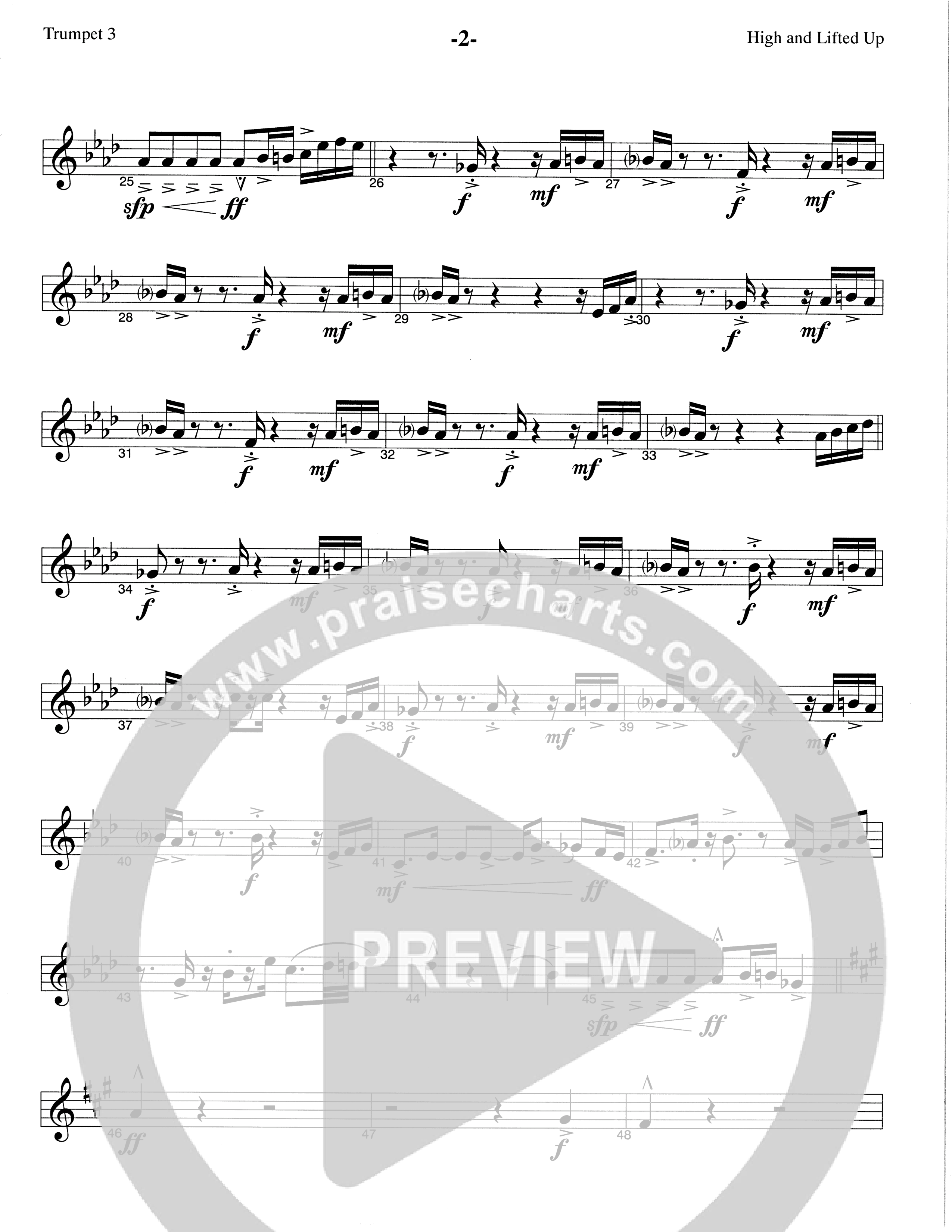 High And Lifted Up (Choral Anthem SATB) Trumpet 3 (The Brooklyn Tabernacle Choir / Arr. Carol Cymbala)