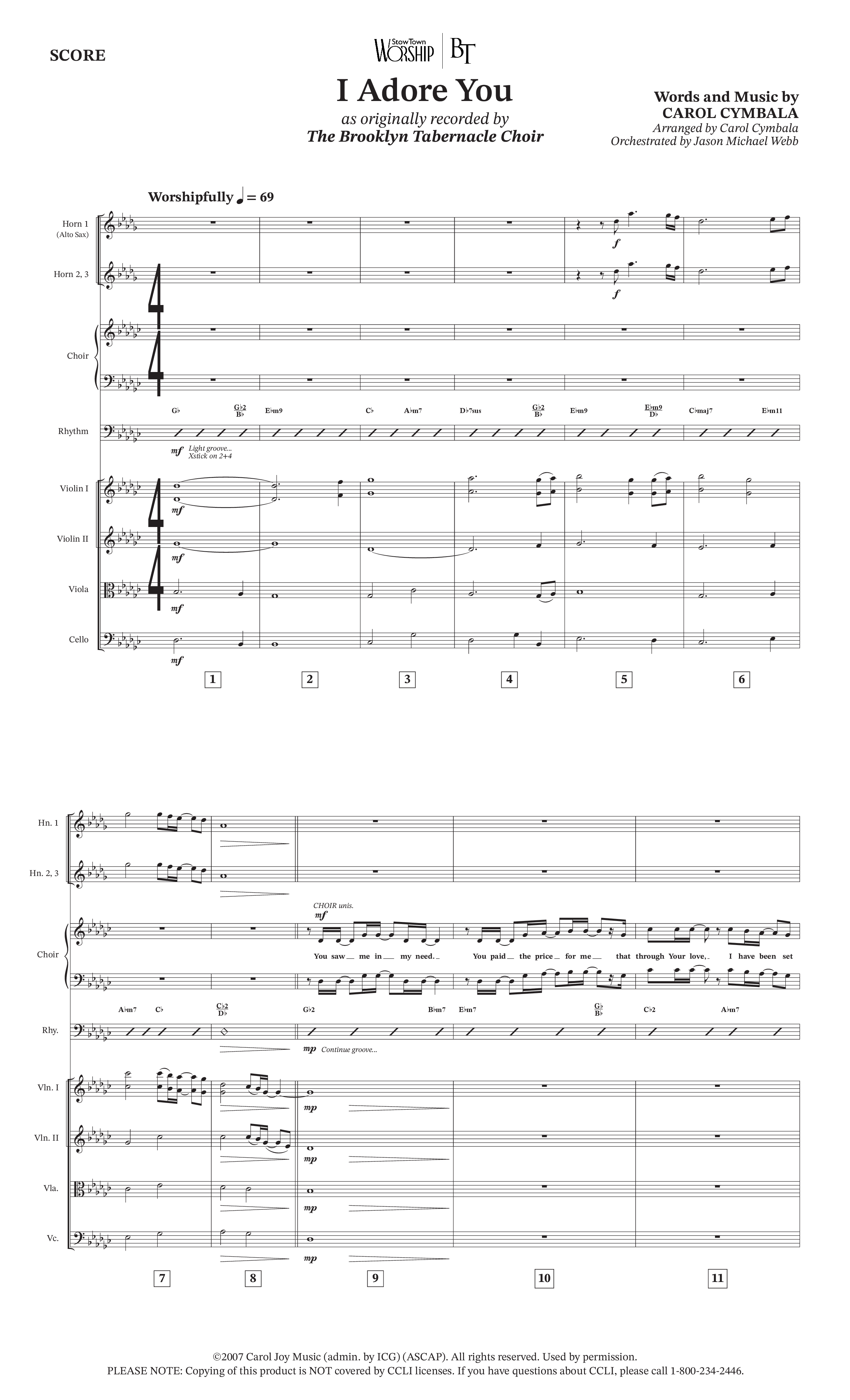 I Adore You (Choral Anthem SATB) Conductor's Score (The Brooklyn Tabernacle Choir / Arr. Carol Cymbala)