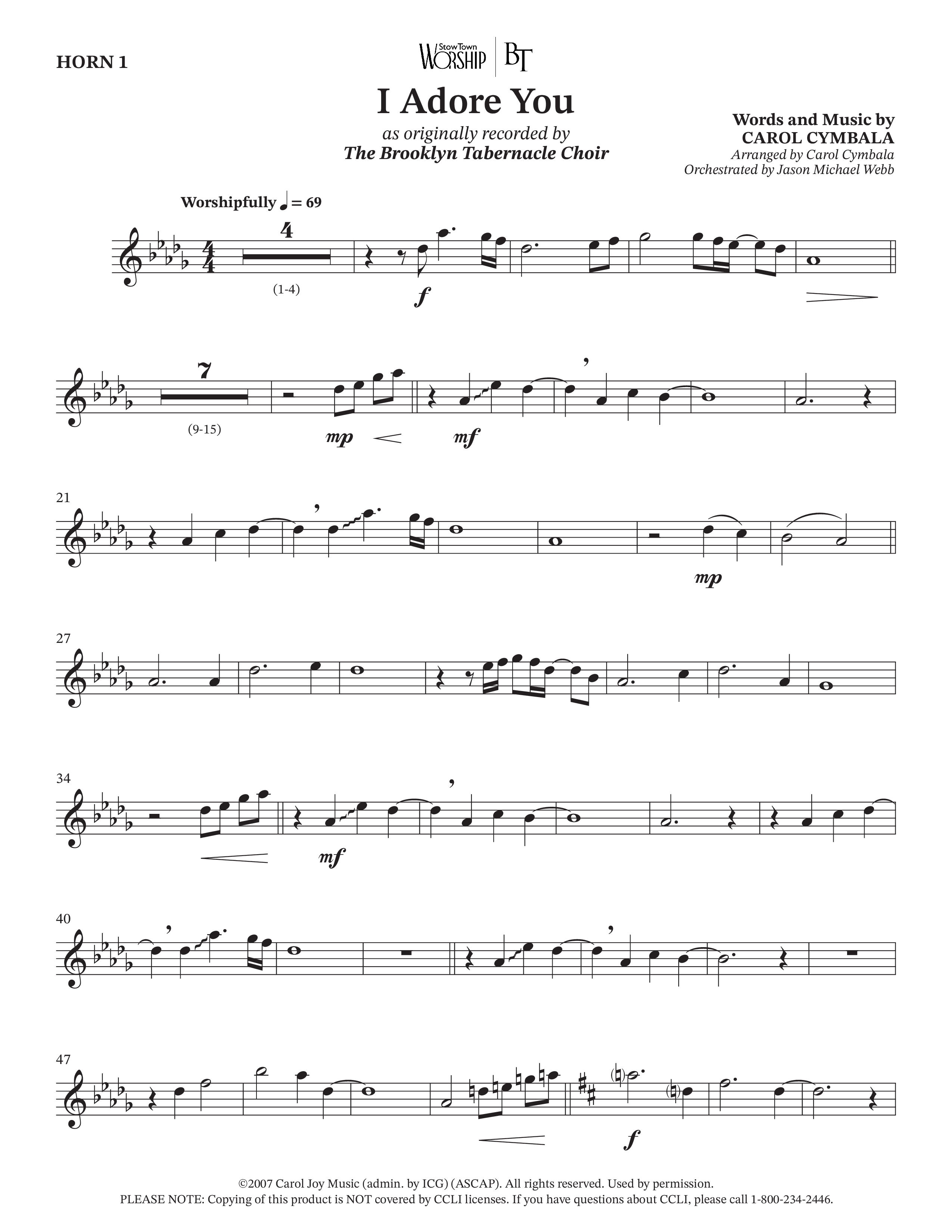 I Adore You (Choral Anthem SATB) French Horn (The Brooklyn Tabernacle Choir / Arr. Carol Cymbala)
