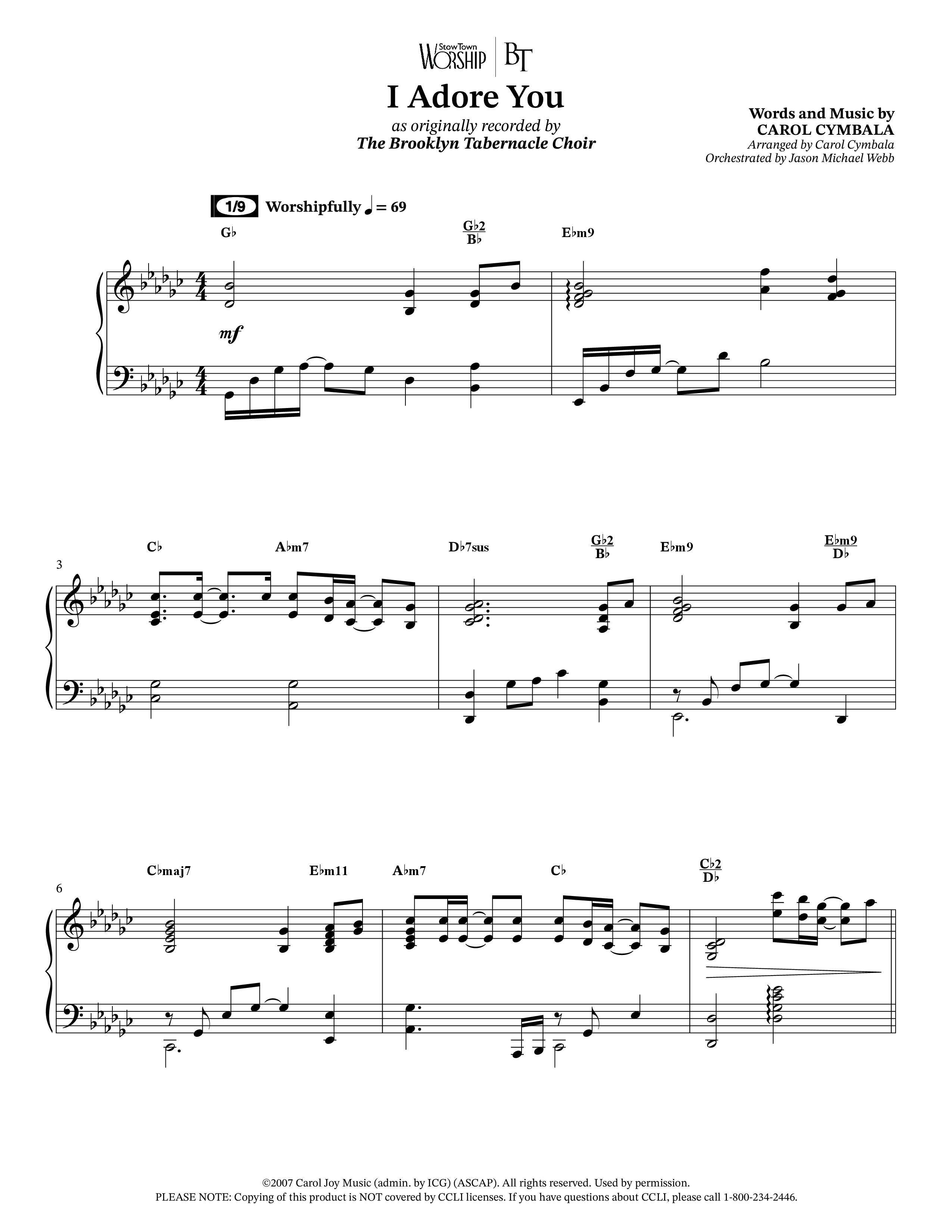 I Adore You (Choral Anthem SATB) Anthem (SATB/Piano) (The Brooklyn Tabernacle Choir / Arr. Carol Cymbala)
