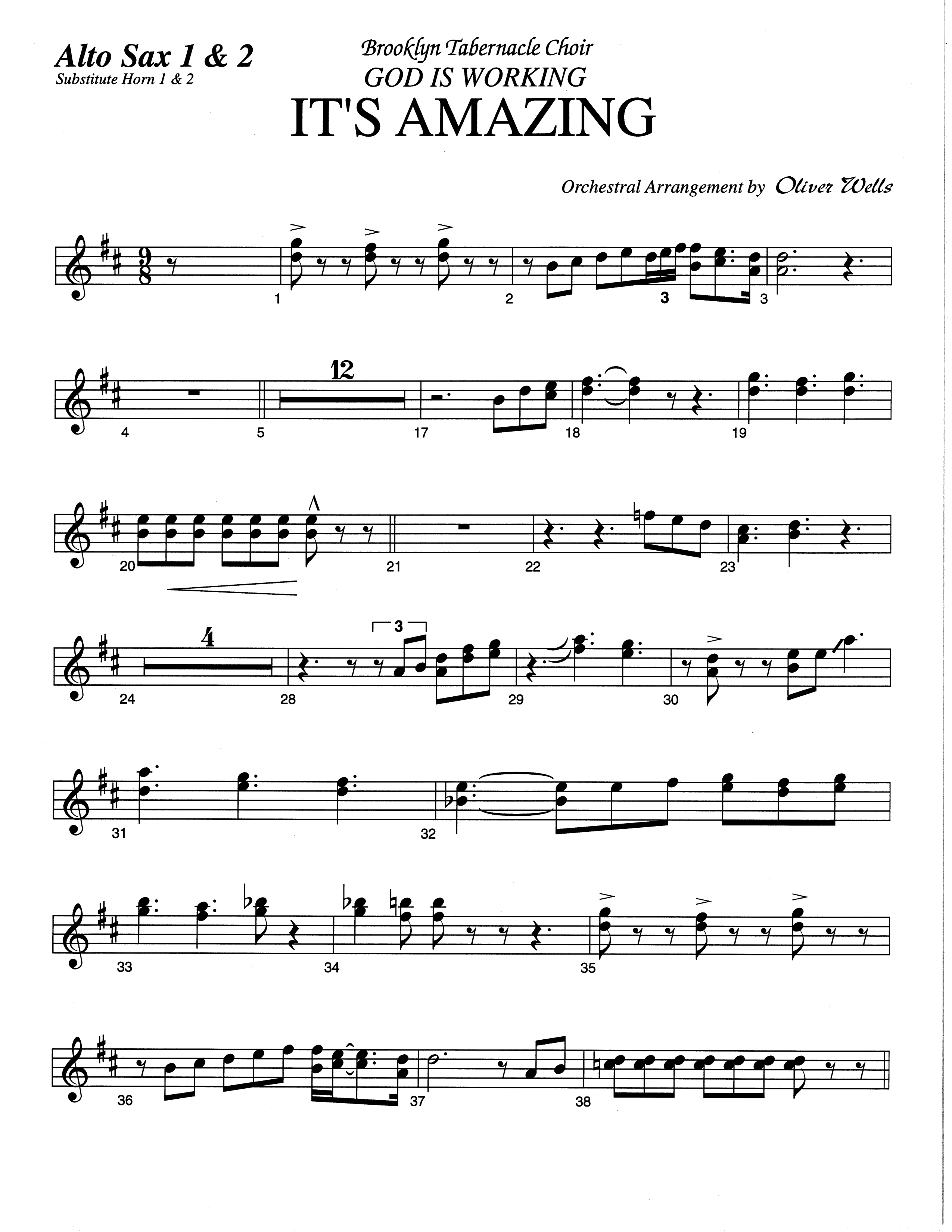 It's Amazing (Choral Anthem SATB) Alto Sax (The Brooklyn Tabernacle Choir / Arr. Carol Cymbala / Orch. Oliver Wells)