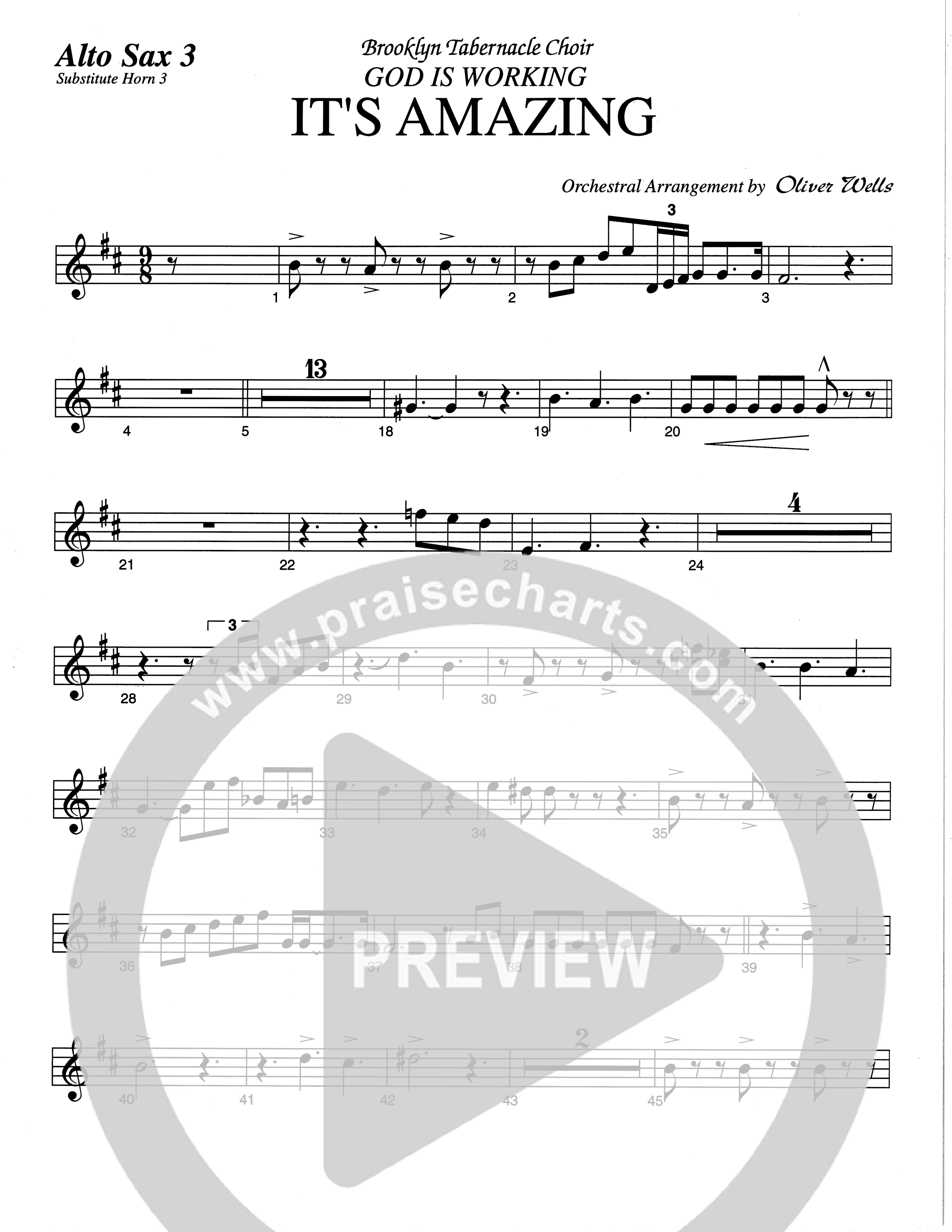 It's Amazing (Choral Anthem SATB) Alto Sax (The Brooklyn Tabernacle Choir / Arr. Carol Cymbala / Orch. Oliver Wells)