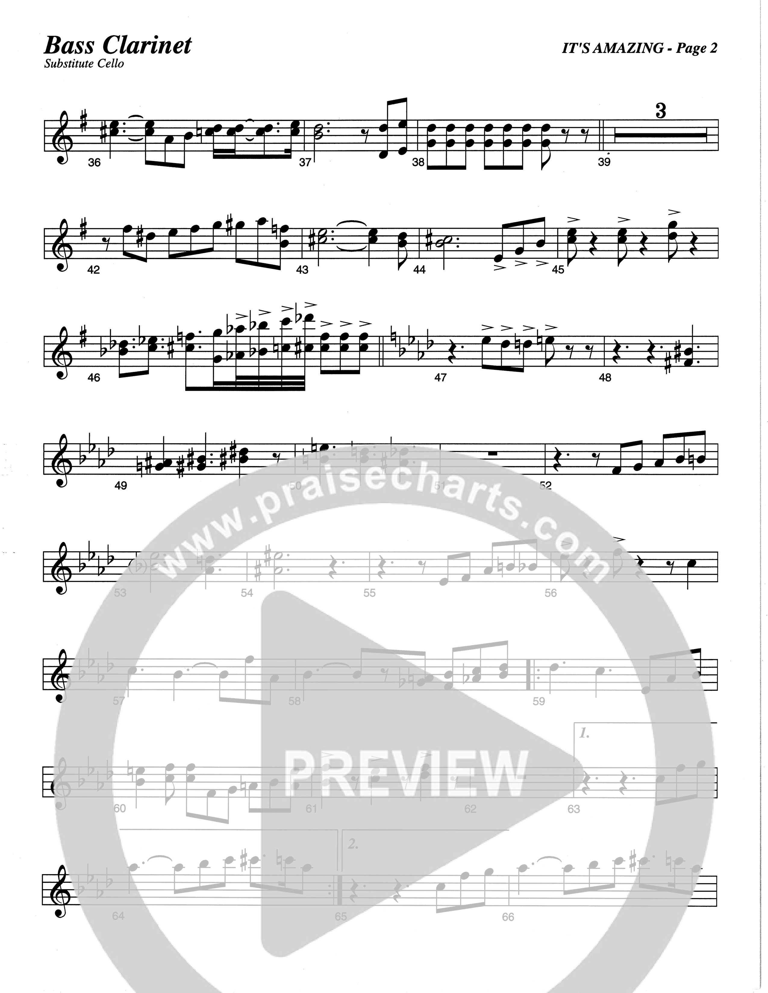 It's Amazing (Choral Anthem SATB) Bass Clarinet (The Brooklyn Tabernacle Choir / Arr. Carol Cymbala / Orch. Oliver Wells)