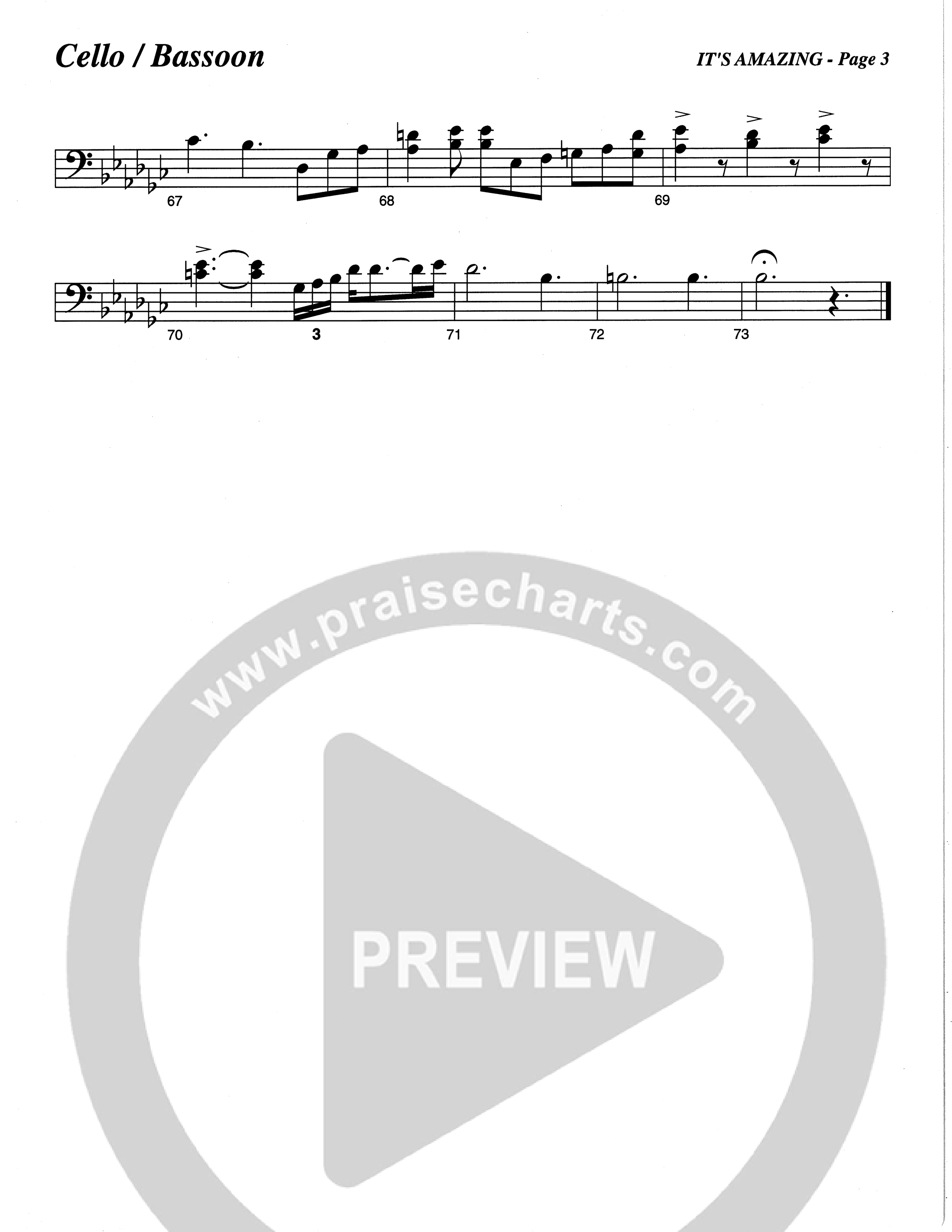 It's Amazing (Choral Anthem SATB) Cello (The Brooklyn Tabernacle Choir / Arr. Carol Cymbala / Orch. Oliver Wells)