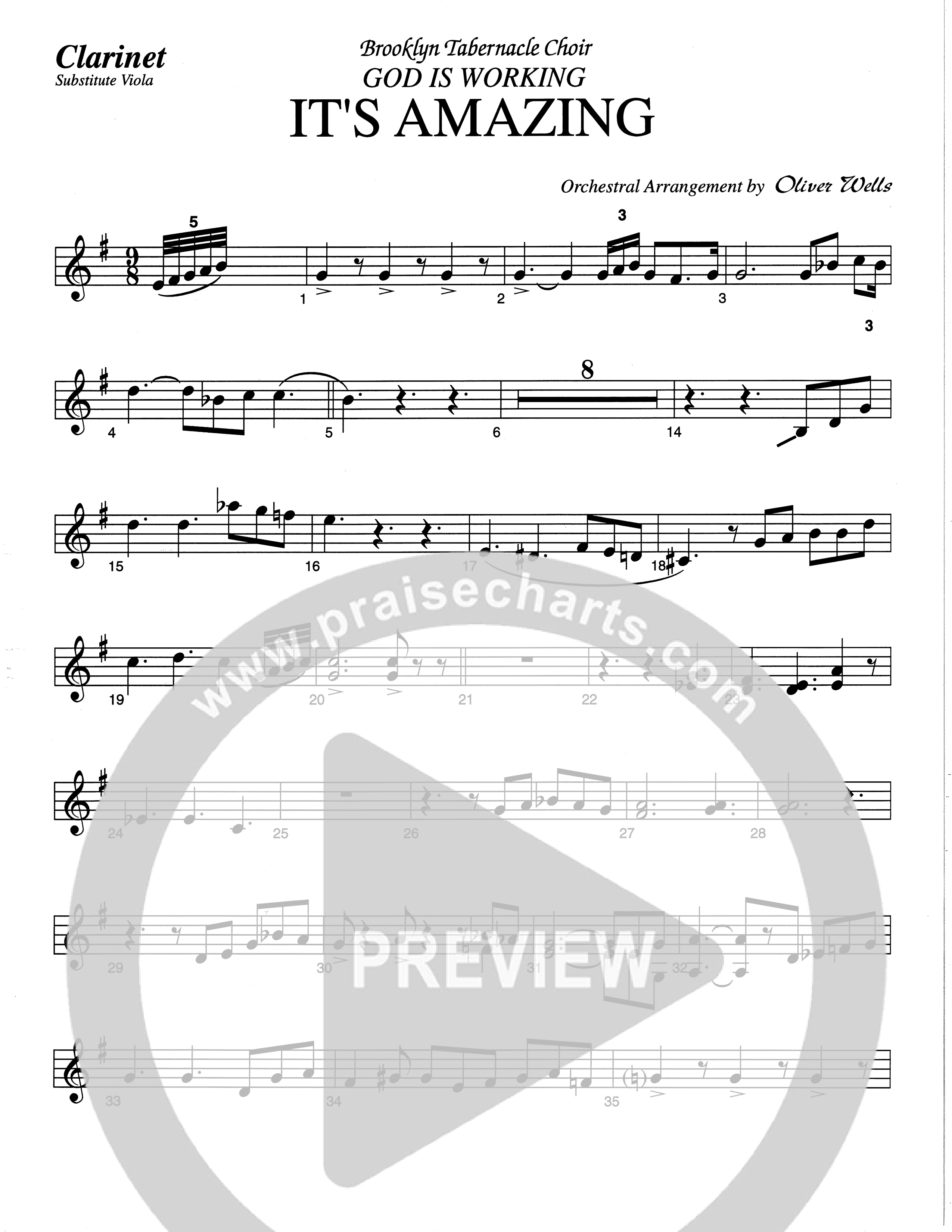 It's Amazing (Choral Anthem SATB) Clarinet (The Brooklyn Tabernacle Choir / Arr. Carol Cymbala / Orch. Oliver Wells)