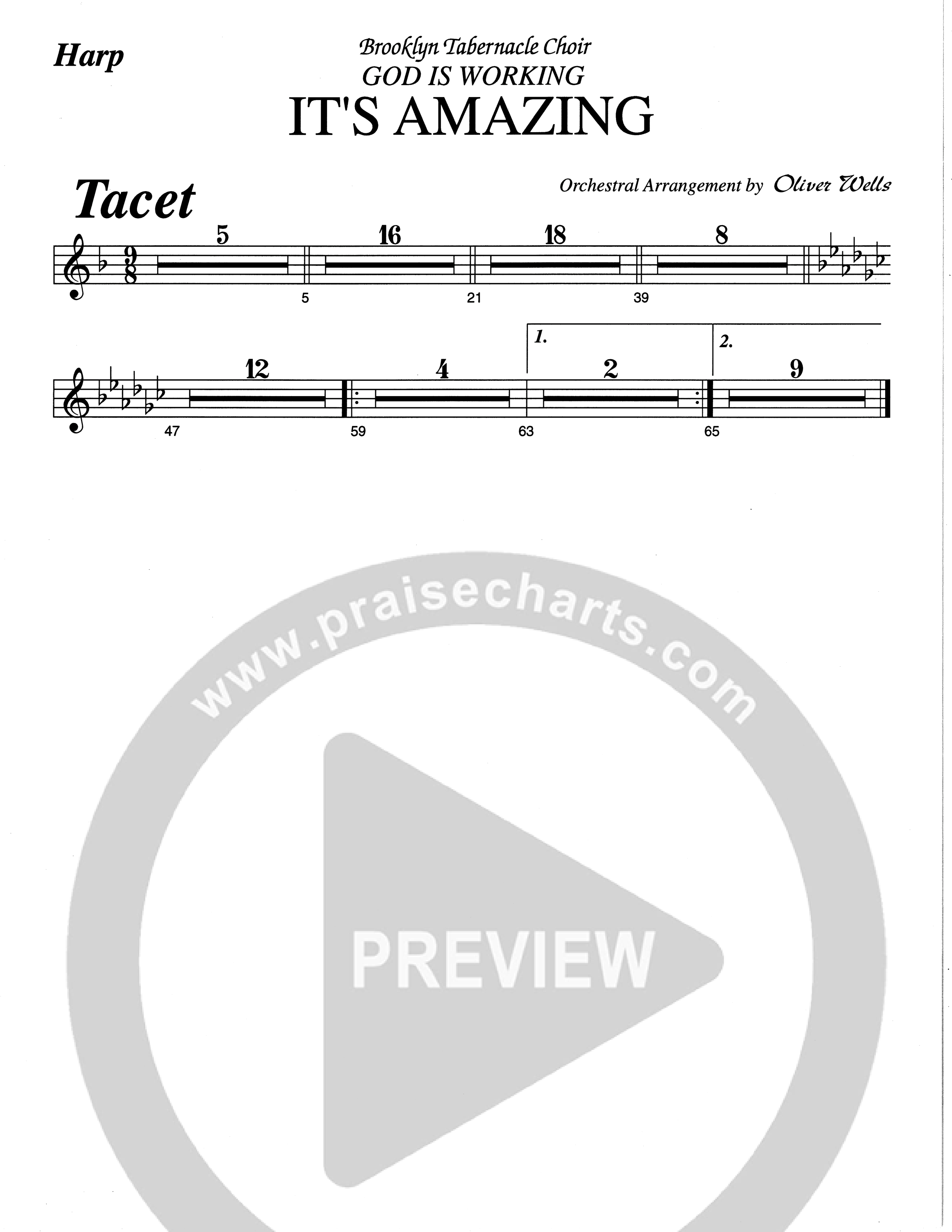 It's Amazing (Choral Anthem SATB) Harp (The Brooklyn Tabernacle Choir / Arr. Carol Cymbala / Orch. Oliver Wells)