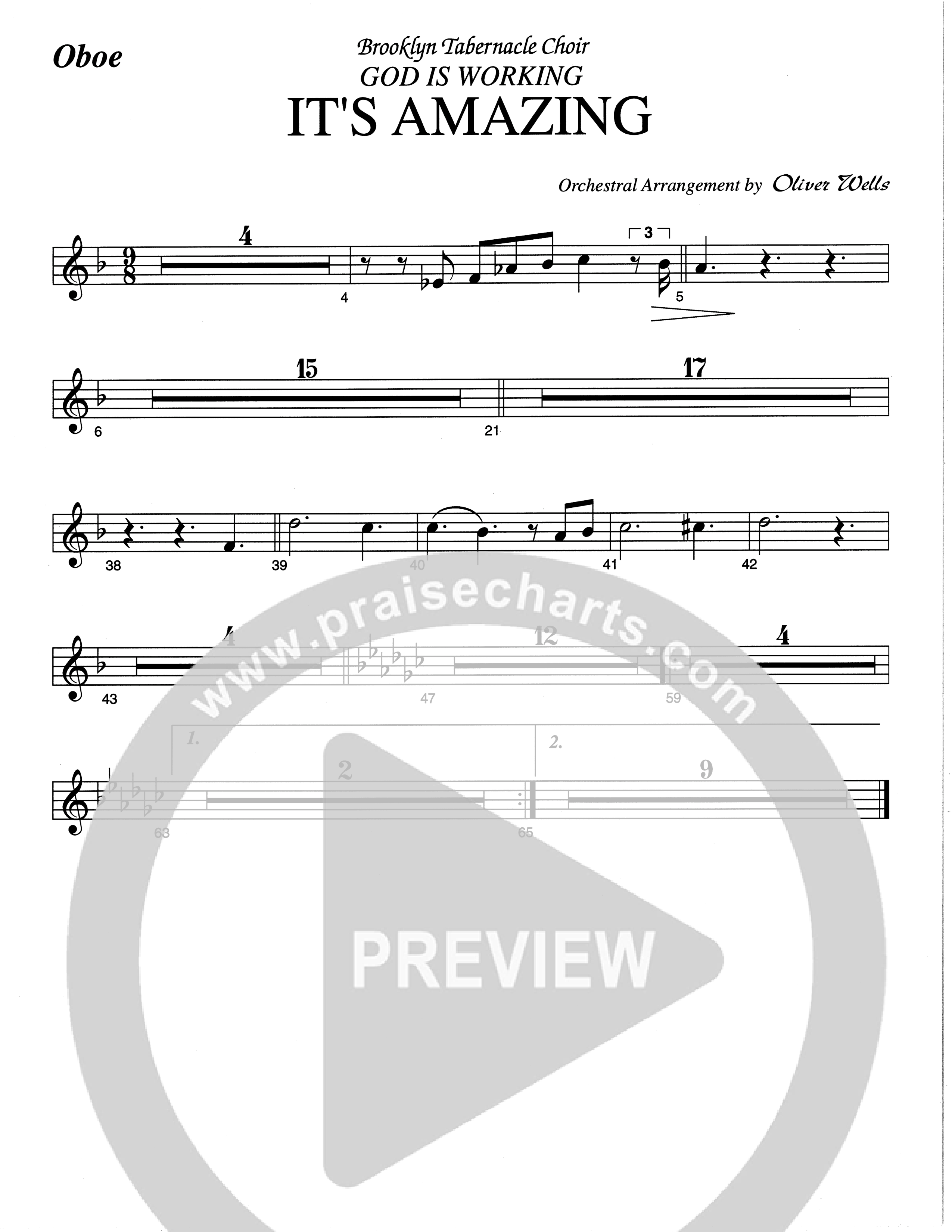 It's Amazing (Choral Anthem SATB) Oboe (The Brooklyn Tabernacle Choir / Arr. Carol Cymbala / Orch. Oliver Wells)