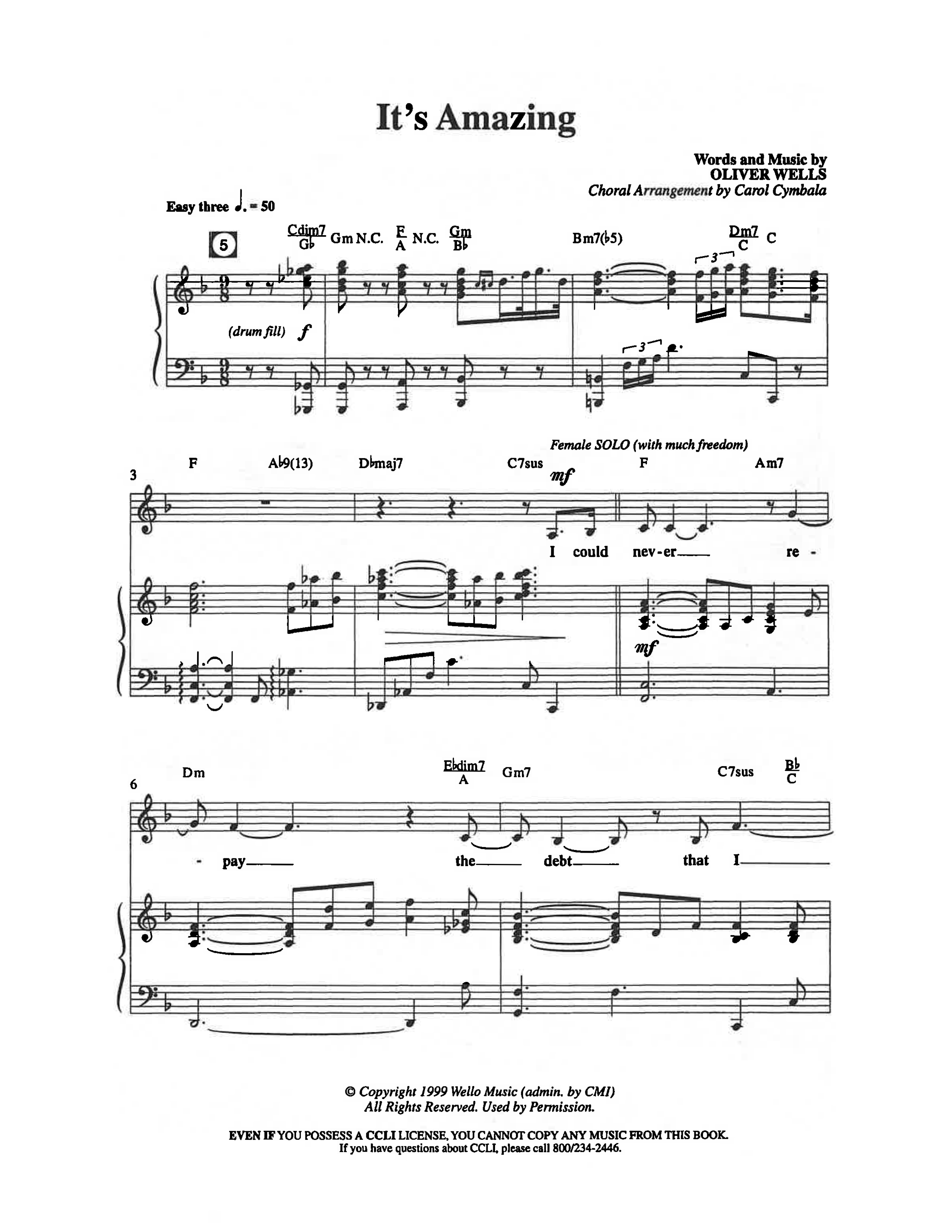 It's Amazing (Choral Anthem SATB) Octavo (SATB & Pno) (The Brooklyn Tabernacle Choir / Arr. Carol Cymbala / Orch. Oliver Wells)