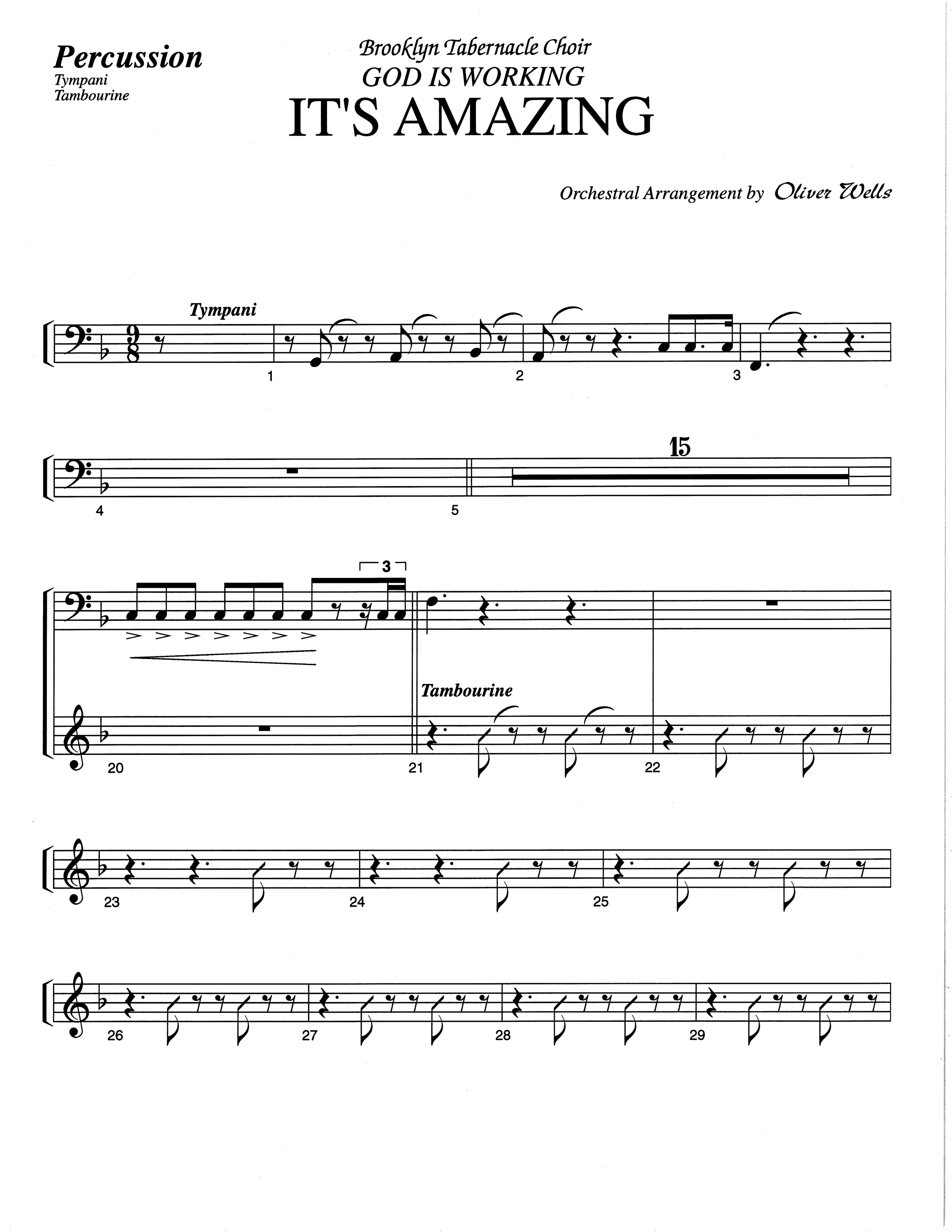 It's Amazing (Choral Anthem SATB) Percussion (The Brooklyn Tabernacle Choir / Arr. Carol Cymbala / Orch. Oliver Wells)