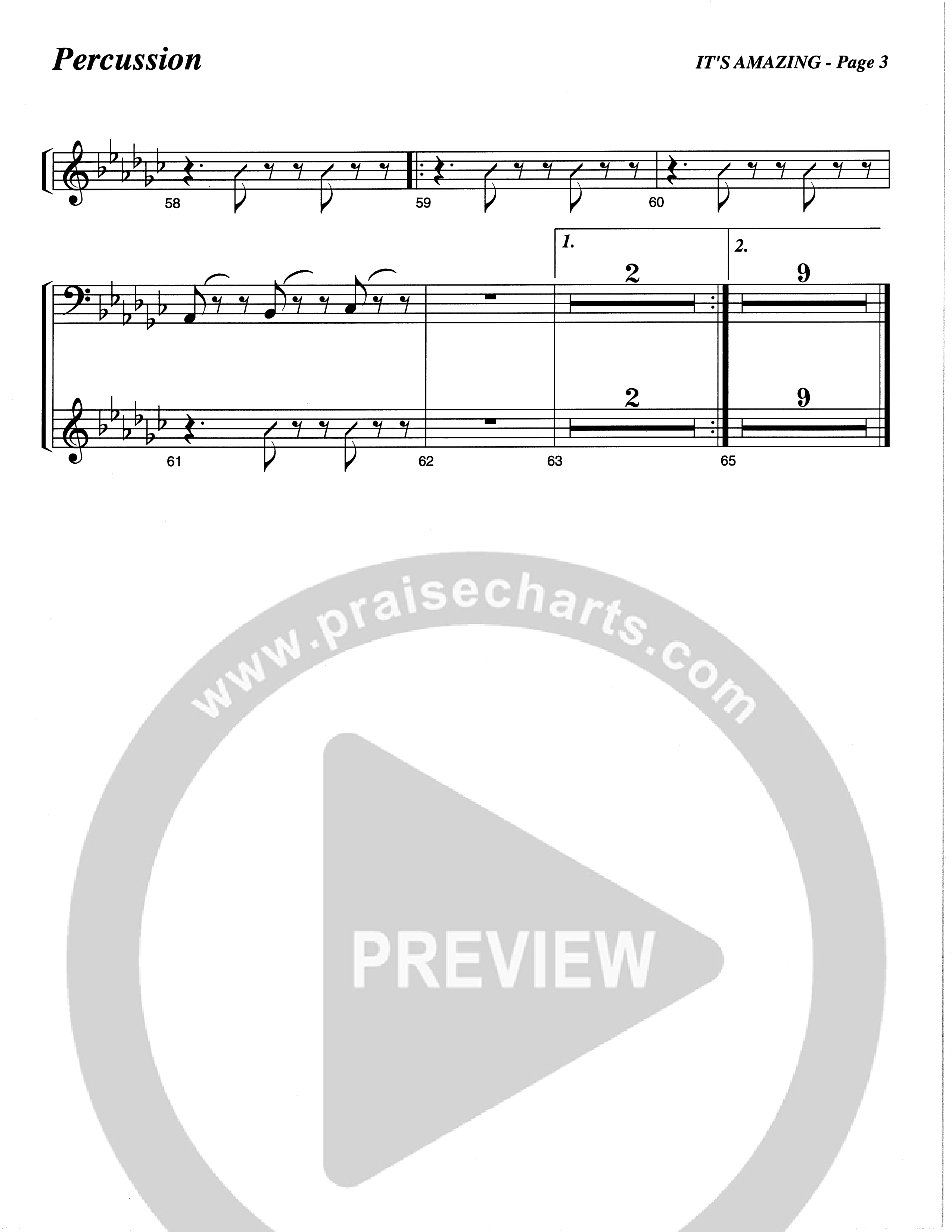 It's Amazing (Choral Anthem SATB) Percussion (The Brooklyn Tabernacle Choir / Arr. Carol Cymbala / Orch. Oliver Wells)