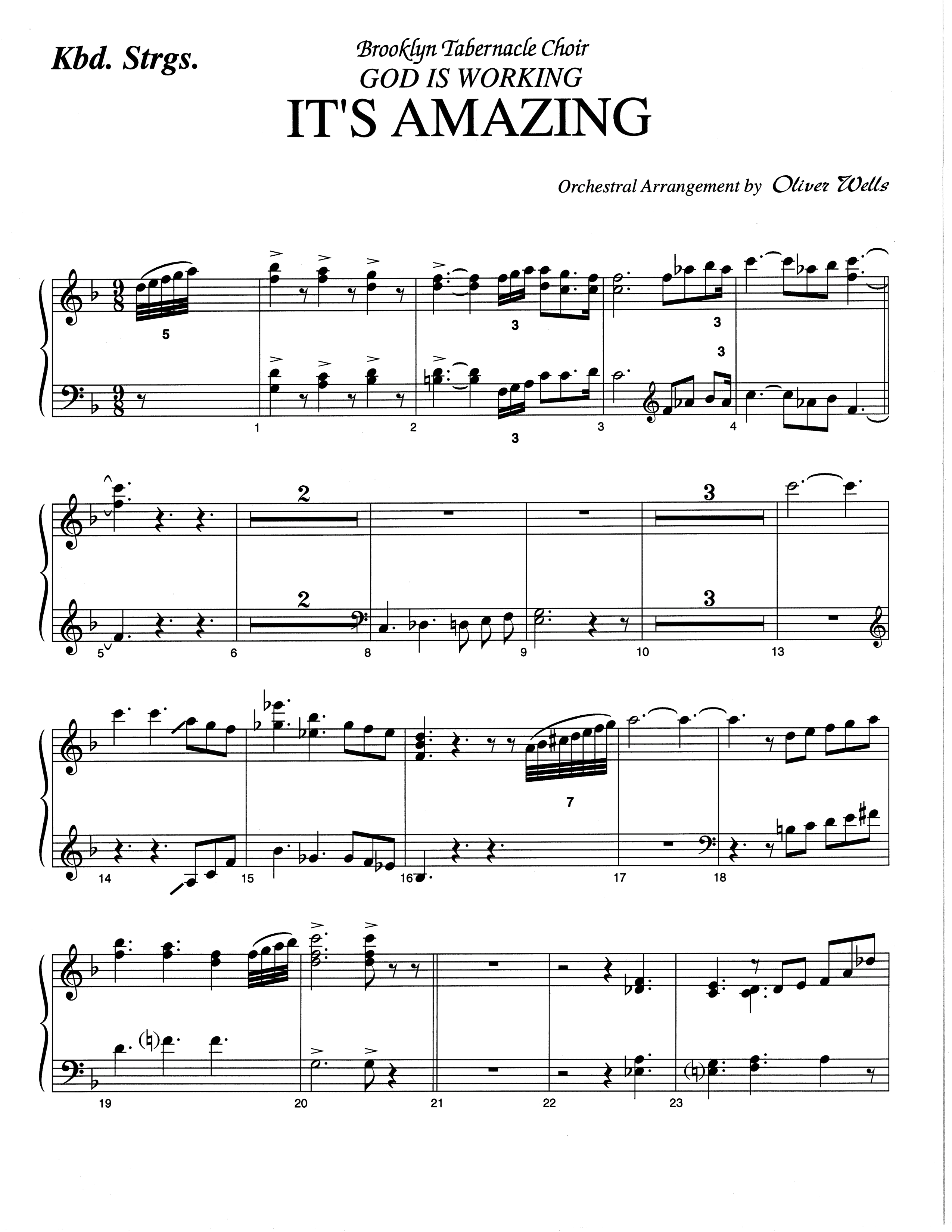 It's Amazing (Choral Anthem SATB) String Reduction (The Brooklyn Tabernacle Choir / Arr. Carol Cymbala / Orch. Oliver Wells)