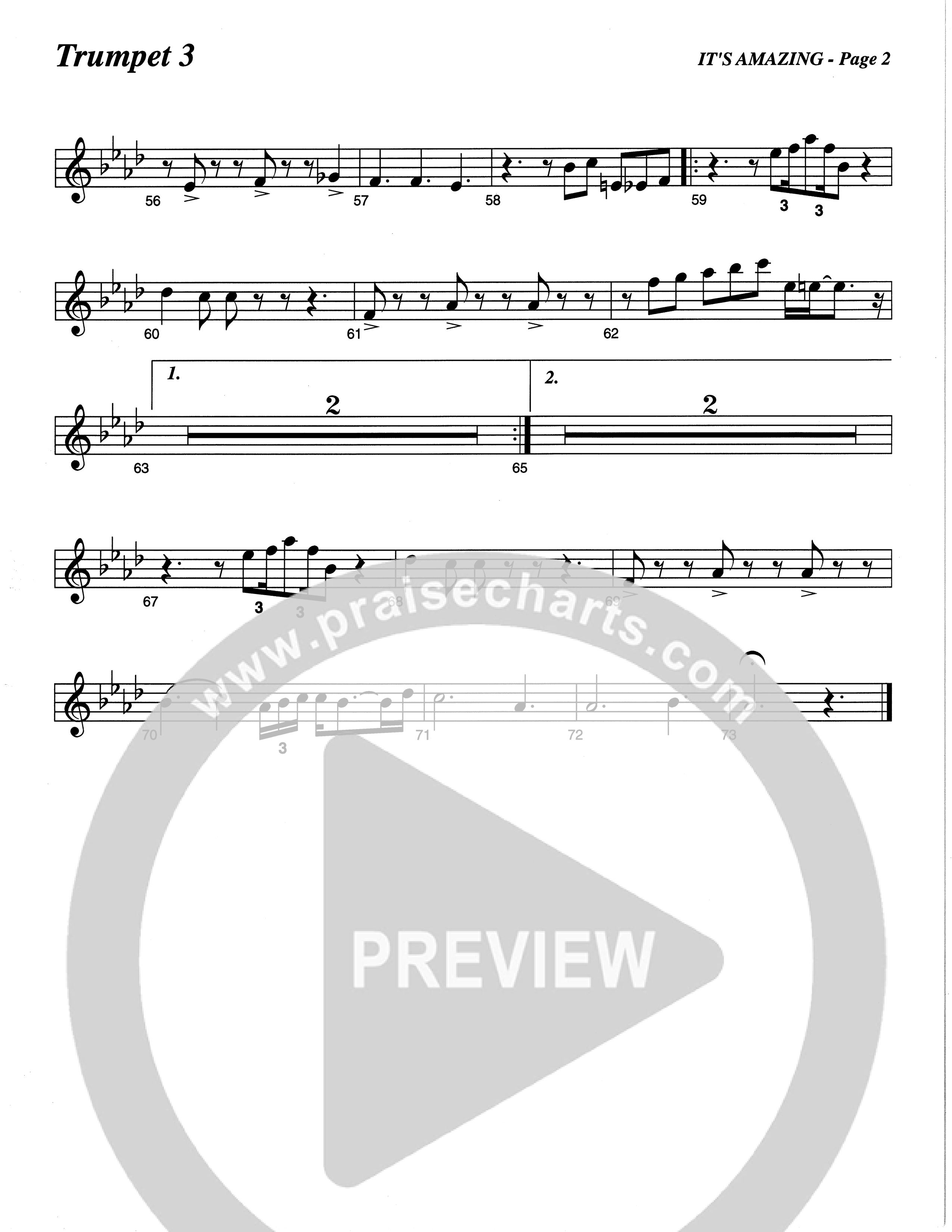 It's Amazing (Choral Anthem SATB) Trumpet 3 (The Brooklyn Tabernacle Choir / Arr. Carol Cymbala / Orch. Oliver Wells)