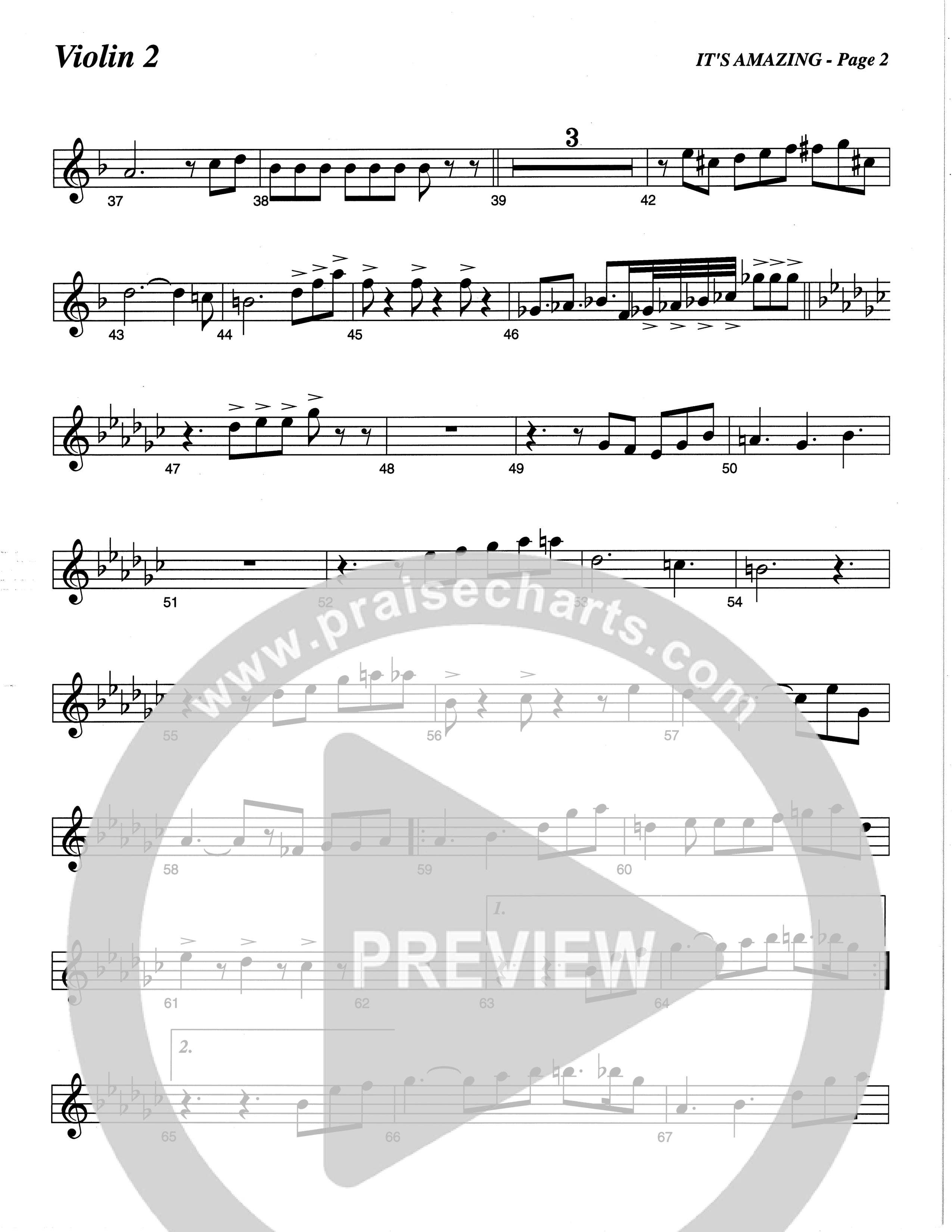 It's Amazing (Choral Anthem SATB) Violin 2 (The Brooklyn Tabernacle Choir / Arr. Carol Cymbala / Orch. Oliver Wells)