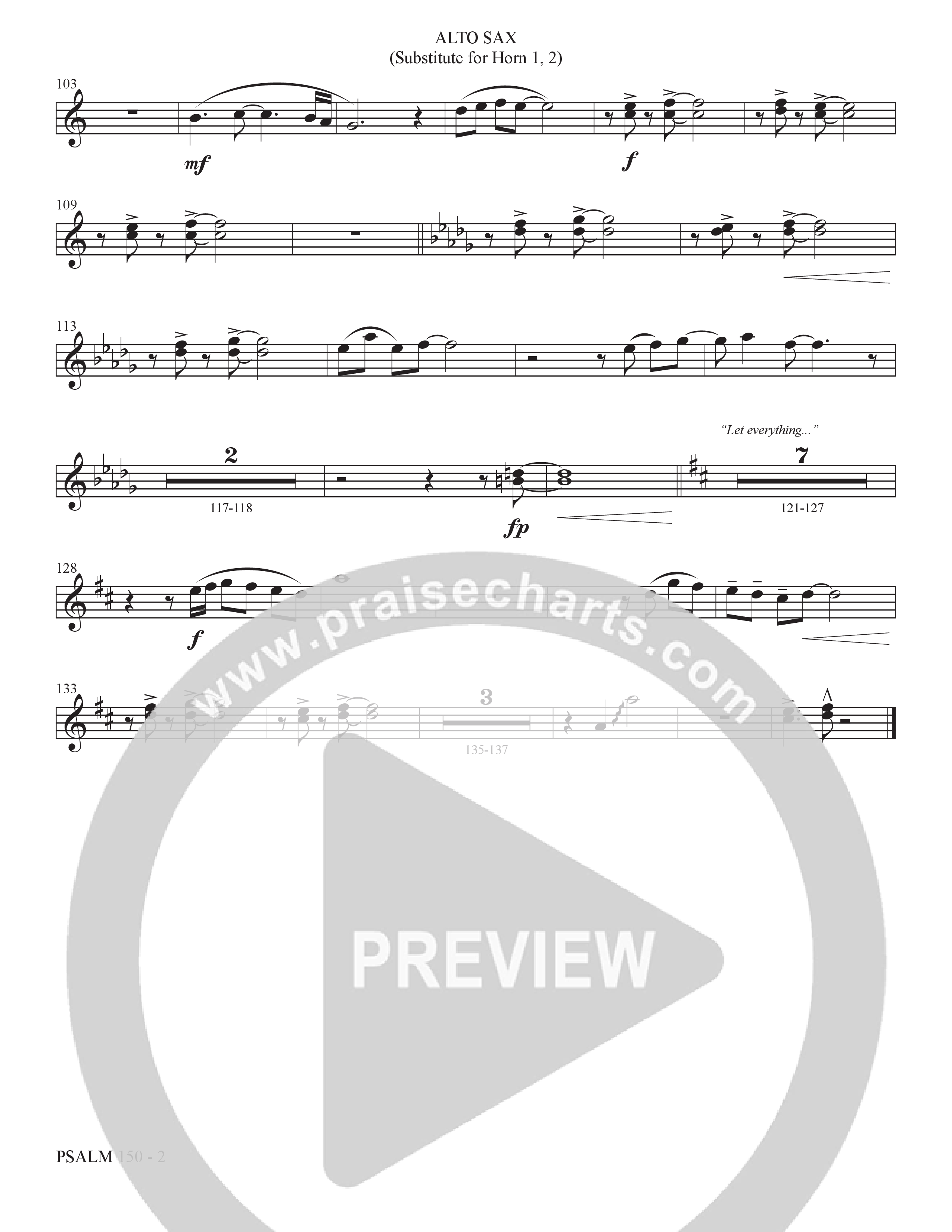 Psalm 150 (Choral Anthem SATB) Alto Sax (The Brooklyn Tabernacle Choir / Brandon Camphor / Arr. Carol Cymbala / Orch. Bradley Knight)