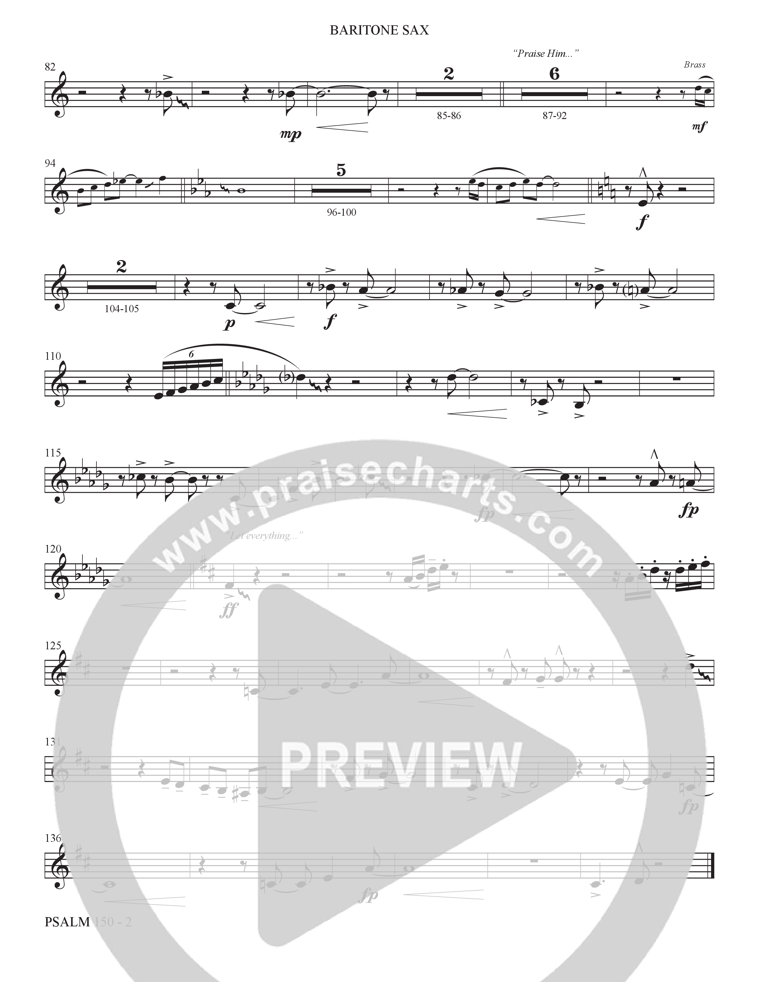 Psalm 150 (Choral Anthem SATB) Bari Sax (The Brooklyn Tabernacle Choir / Brandon Camphor / Arr. Carol Cymbala / Orch. Bradley Knight)