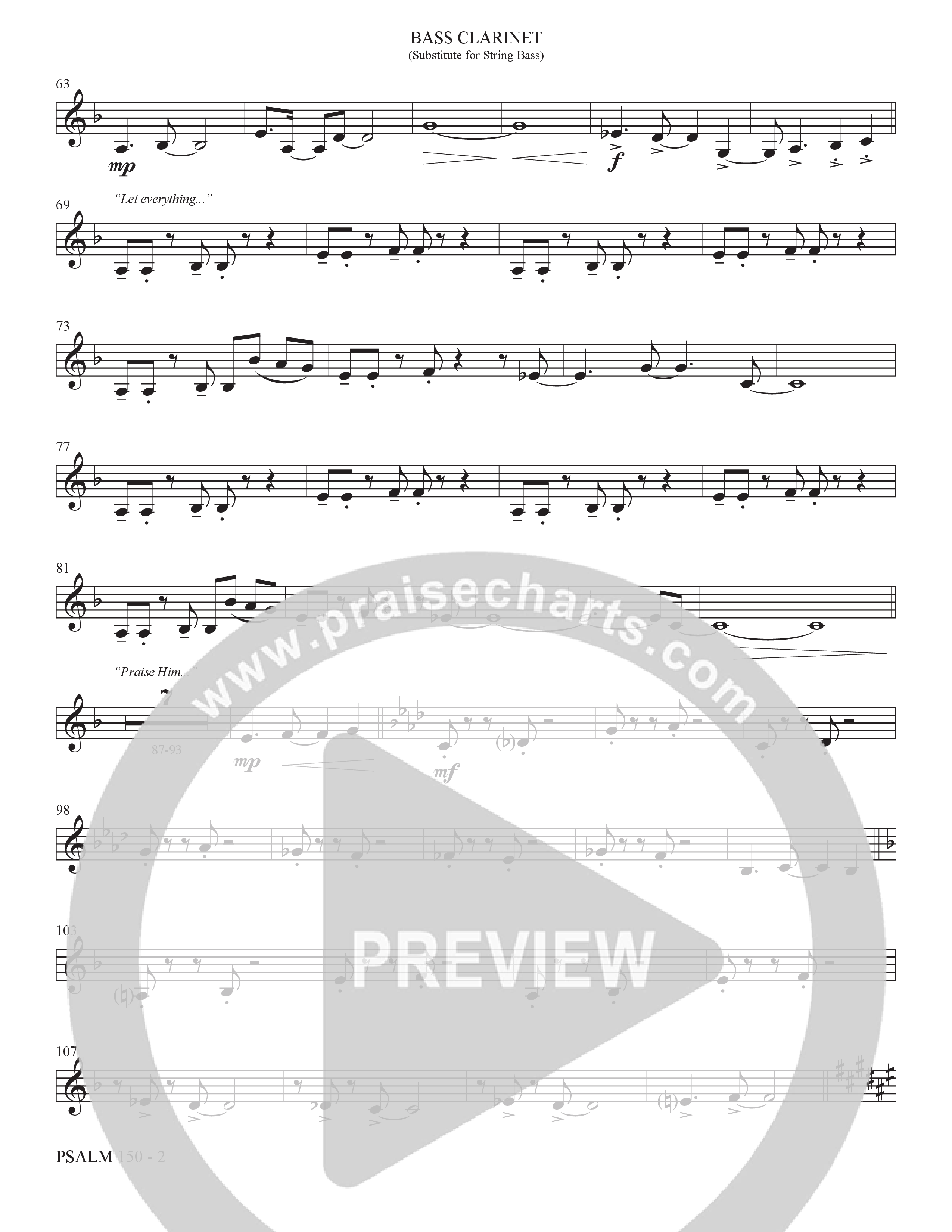 Psalm 150 (Choral Anthem SATB) Bass Clarinet (The Brooklyn Tabernacle Choir / Brandon Camphor / Arr. Carol Cymbala / Orch. Bradley Knight)