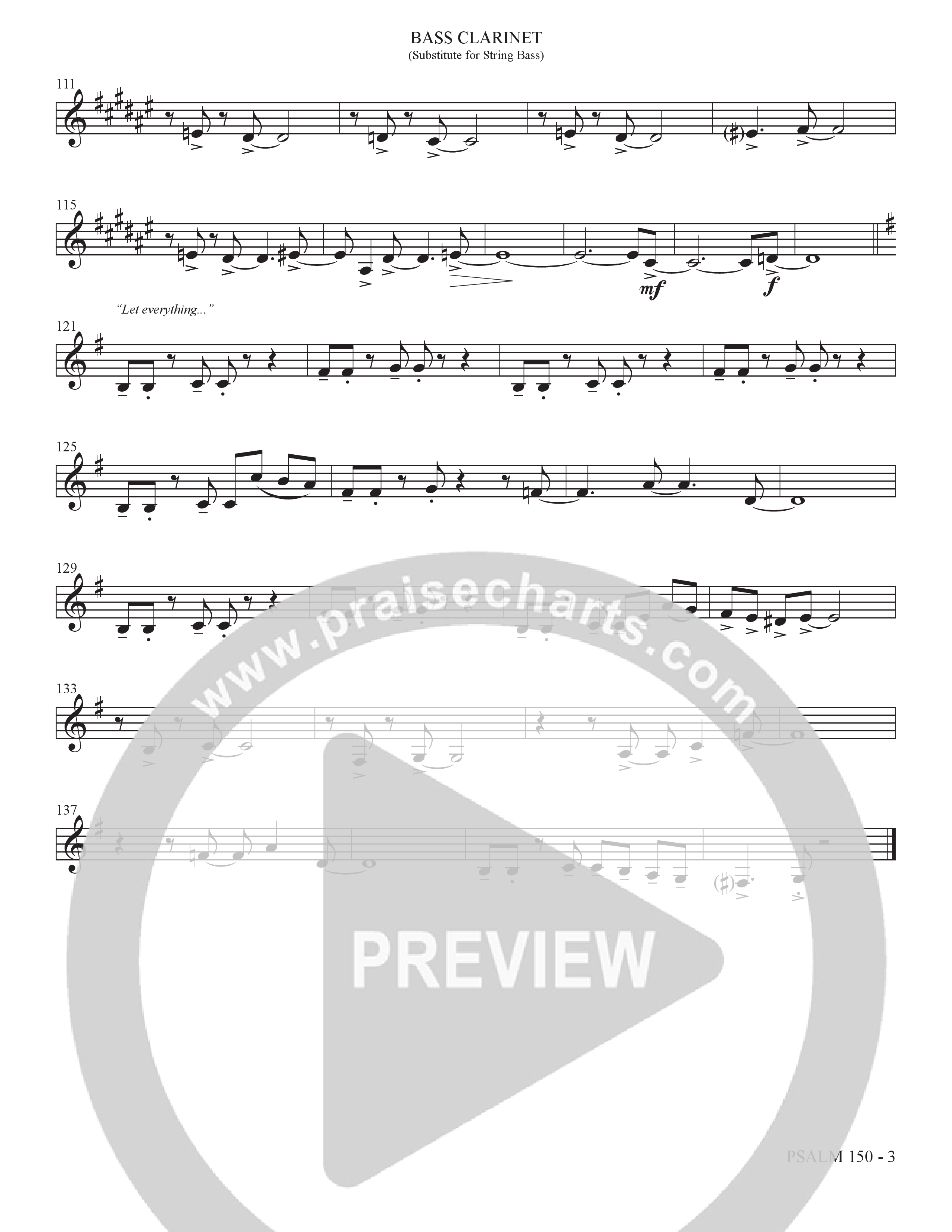 Psalm 150 (Choral Anthem SATB) Bass Clarinet (The Brooklyn Tabernacle Choir / Brandon Camphor / Arr. Carol Cymbala / Orch. Bradley Knight)
