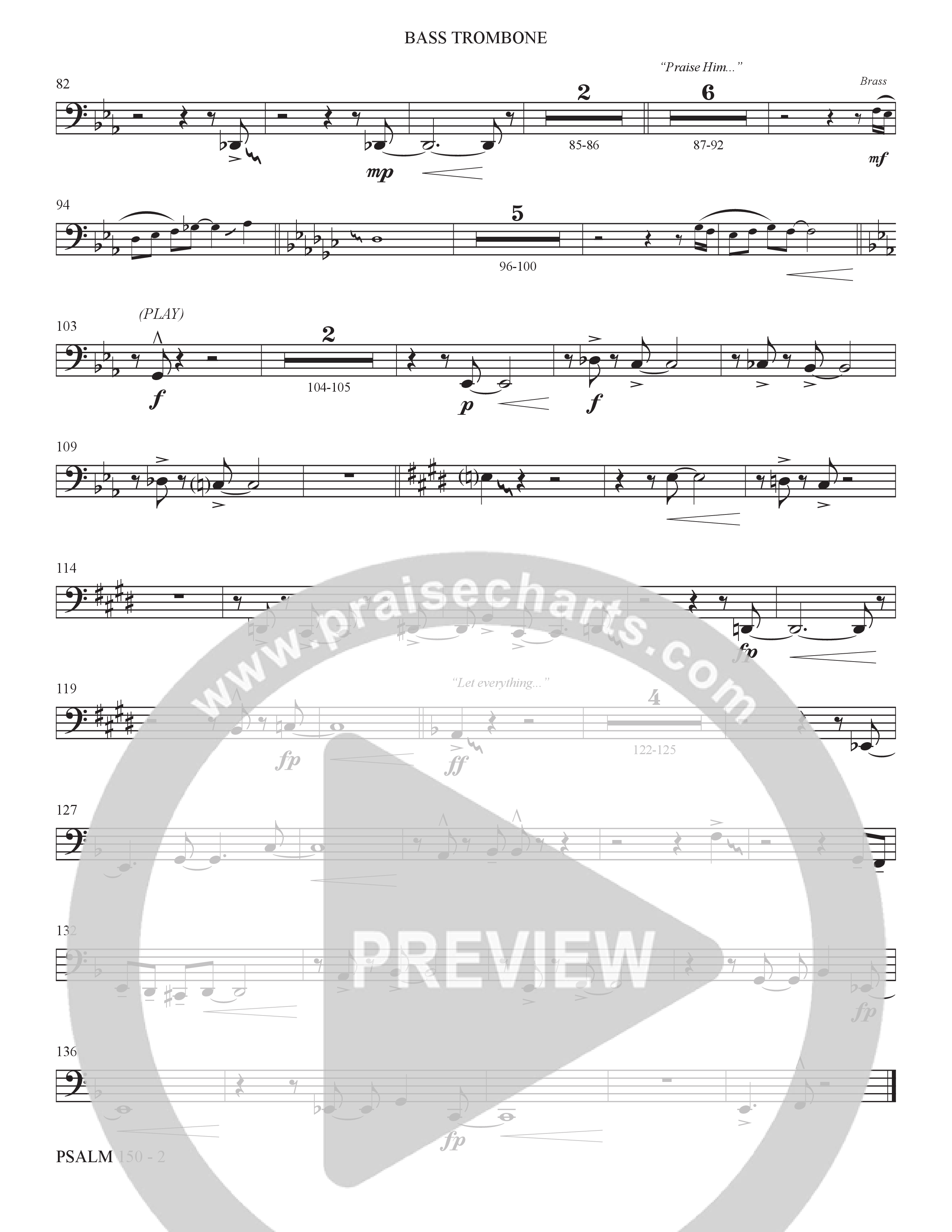 Psalm 150 (Choral Anthem SATB) Bass Trombone (The Brooklyn Tabernacle Choir / Brandon Camphor / Arr. Carol Cymbala / Orch. Bradley Knight)
