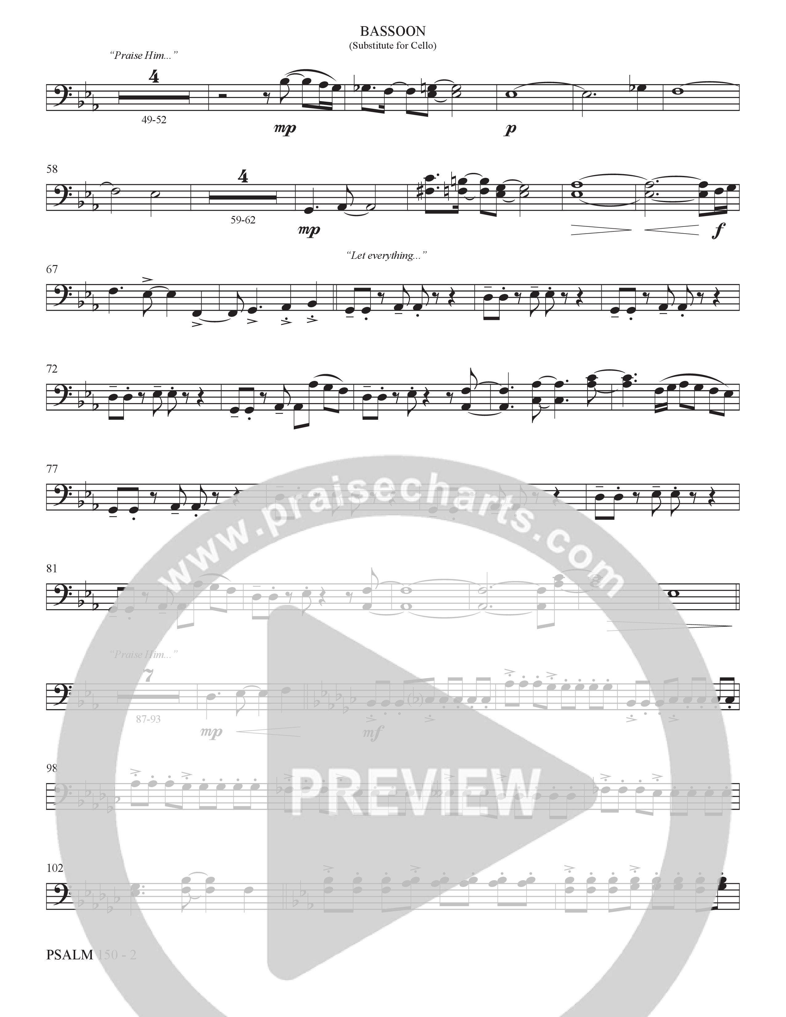 Psalm 150 (Choral Anthem SATB) Bassoon (The Brooklyn Tabernacle Choir / Brandon Camphor / Arr. Carol Cymbala / Orch. Bradley Knight)